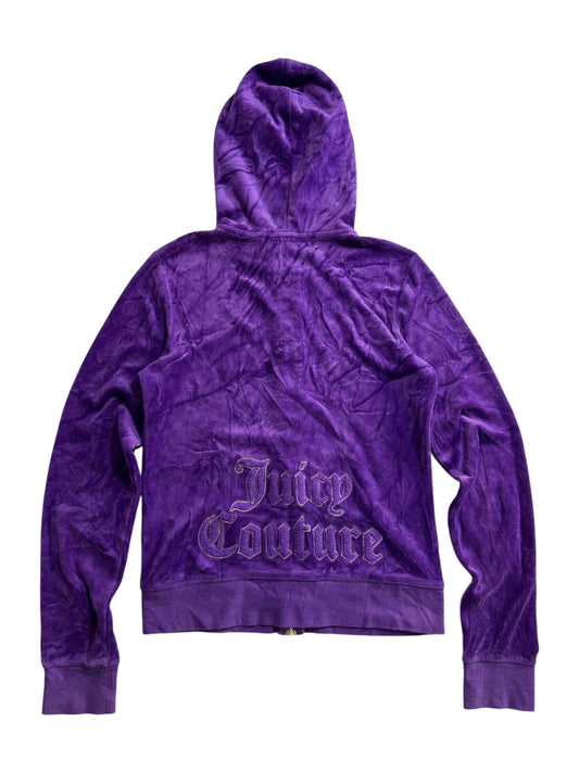 Vintage Juicy Couture Velour Zip Hoodie Purple Embroidered Logo Y2K