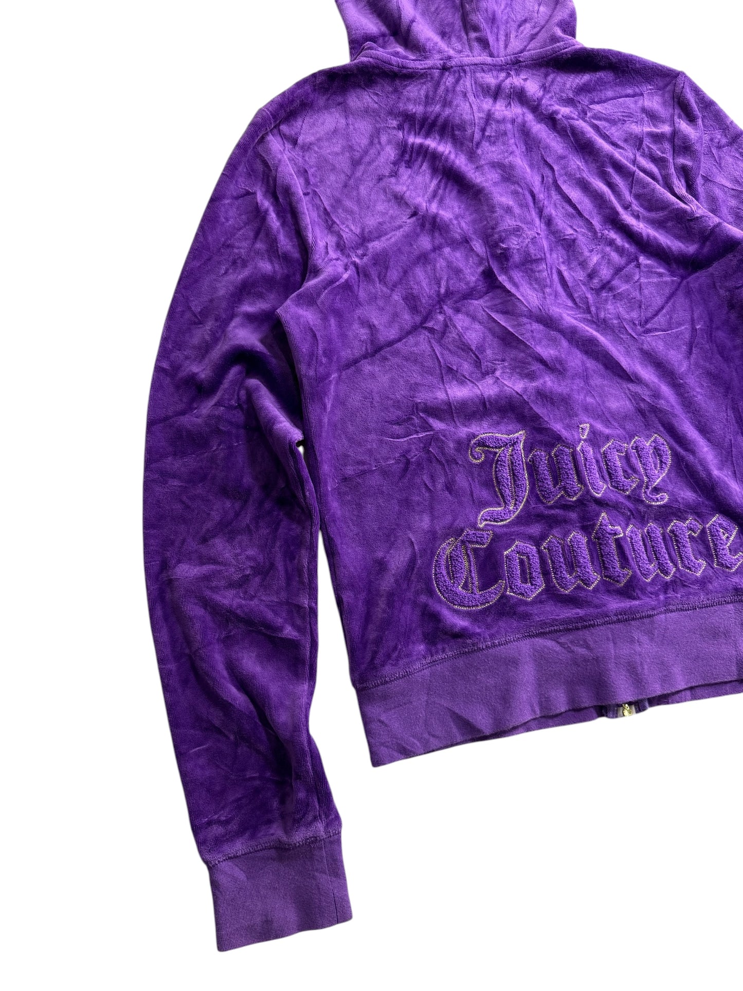 Vintage Juicy Couture Velour Zip Hoodie Purple Embroidered Logo Y2K