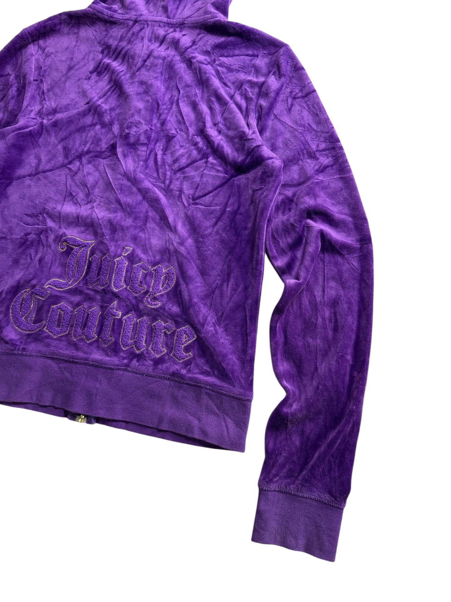 Vintage Juicy Couture Velour Zip Hoodie Purple Embroidered Logo Y2K