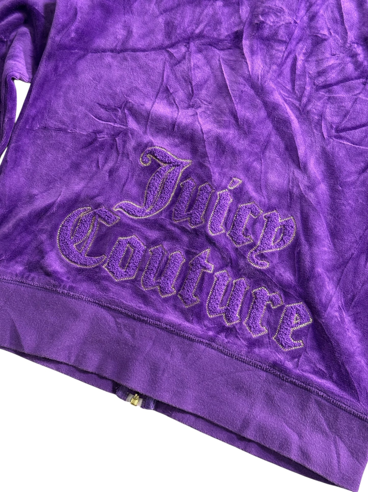 Vintage Juicy Couture Velour Zip Hoodie Purple Embroidered Logo Y2K