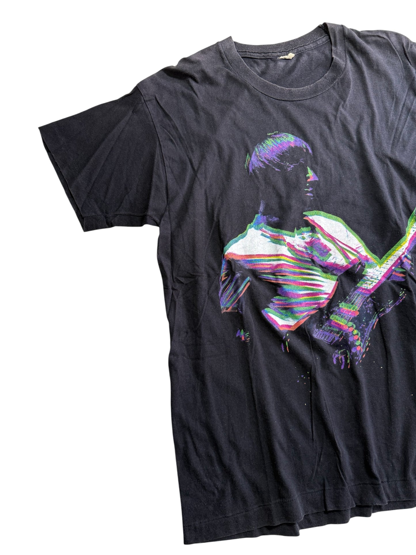 Vintage Paul Weller The Jam Guitarist Graphic Tshirt Glitch Effect