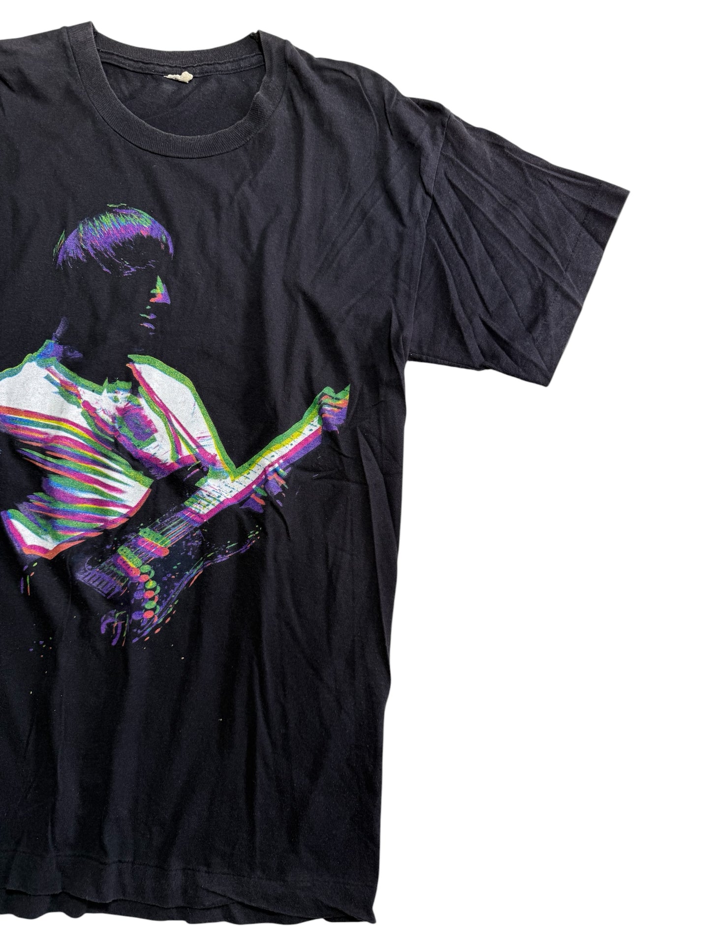 Vintage Paul Weller The Jam Guitarist Graphic Tshirt Glitch Effect