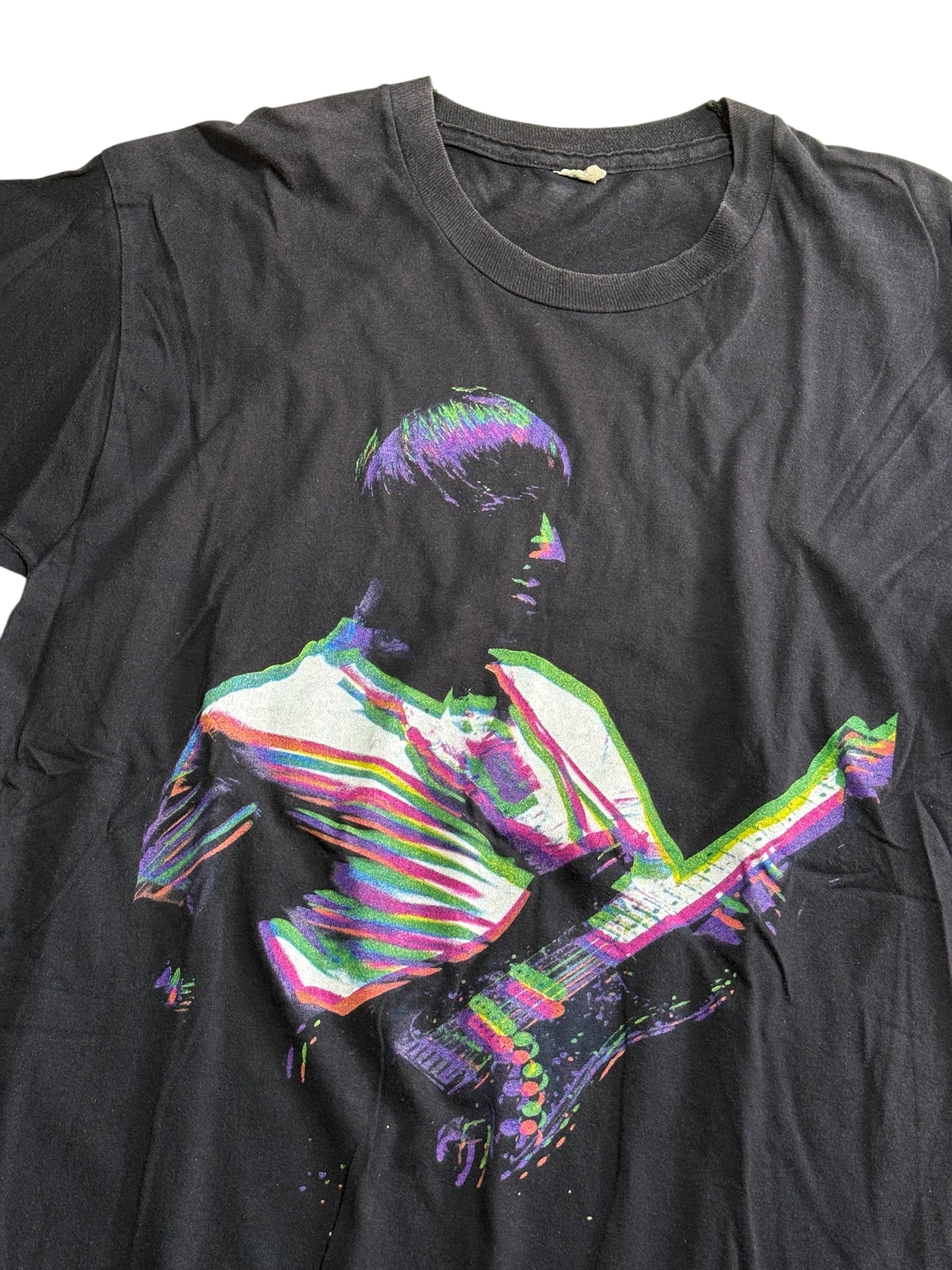 Vintage Paul Weller The Jam Guitarist Graphic Tshirt Glitch Effect