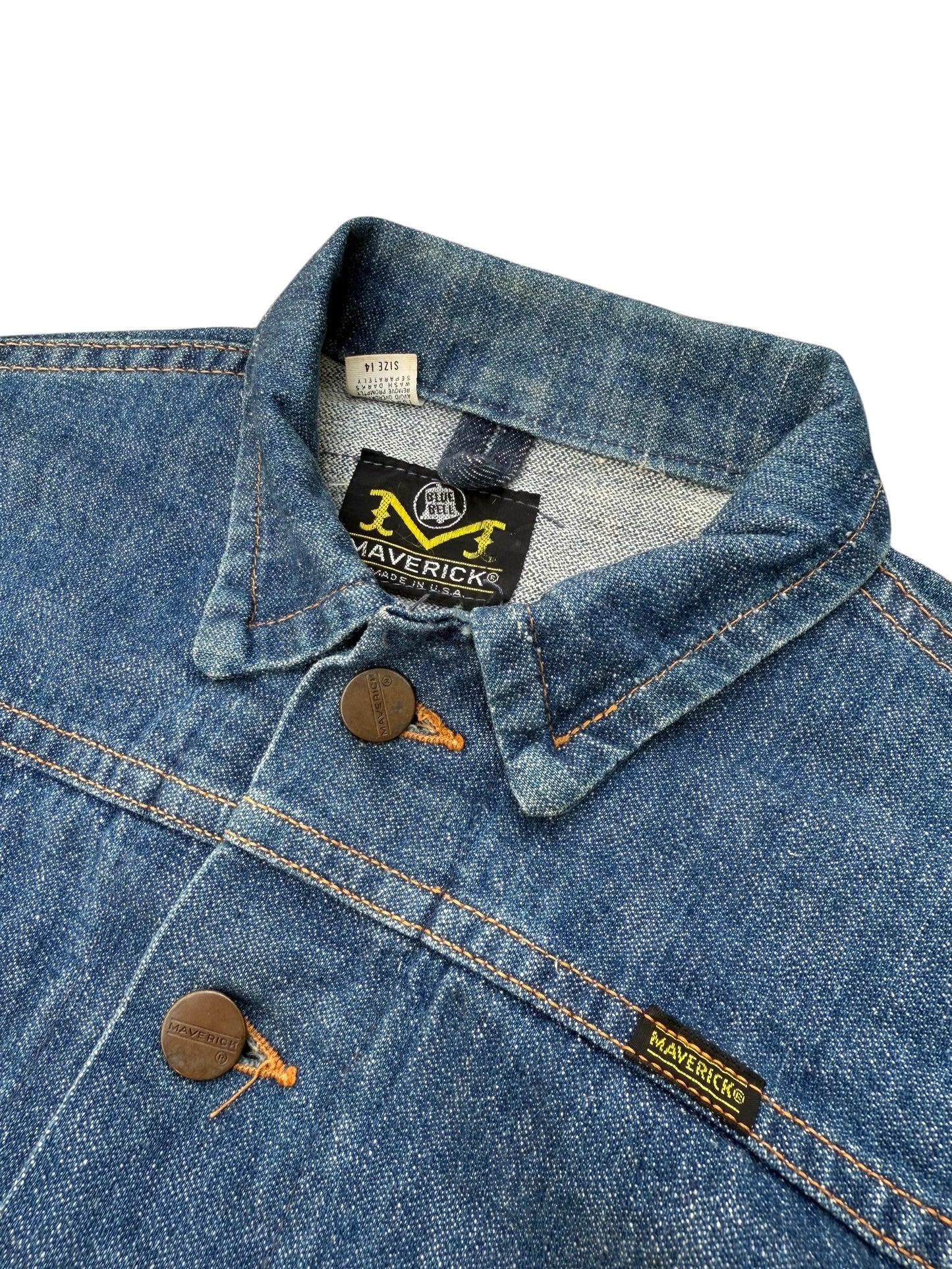 Vintage 1960s–70s Maverick Selvedge Denim Jacket Kids Made in USA