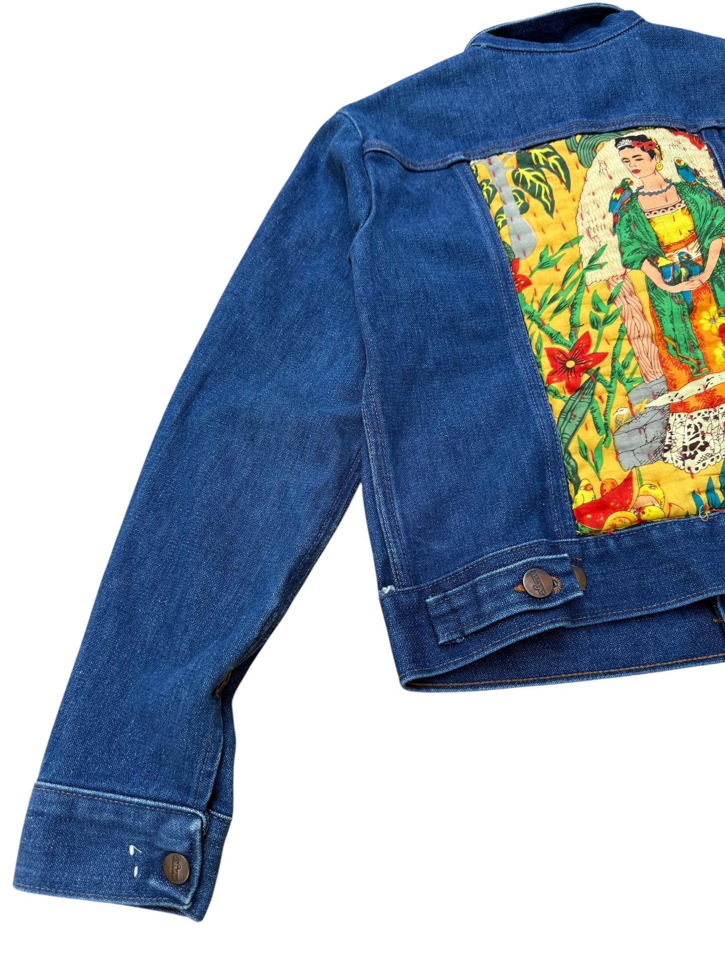 Vintage Wrangler Denim Jacket 1980s with Frida Kahlo Back Patch