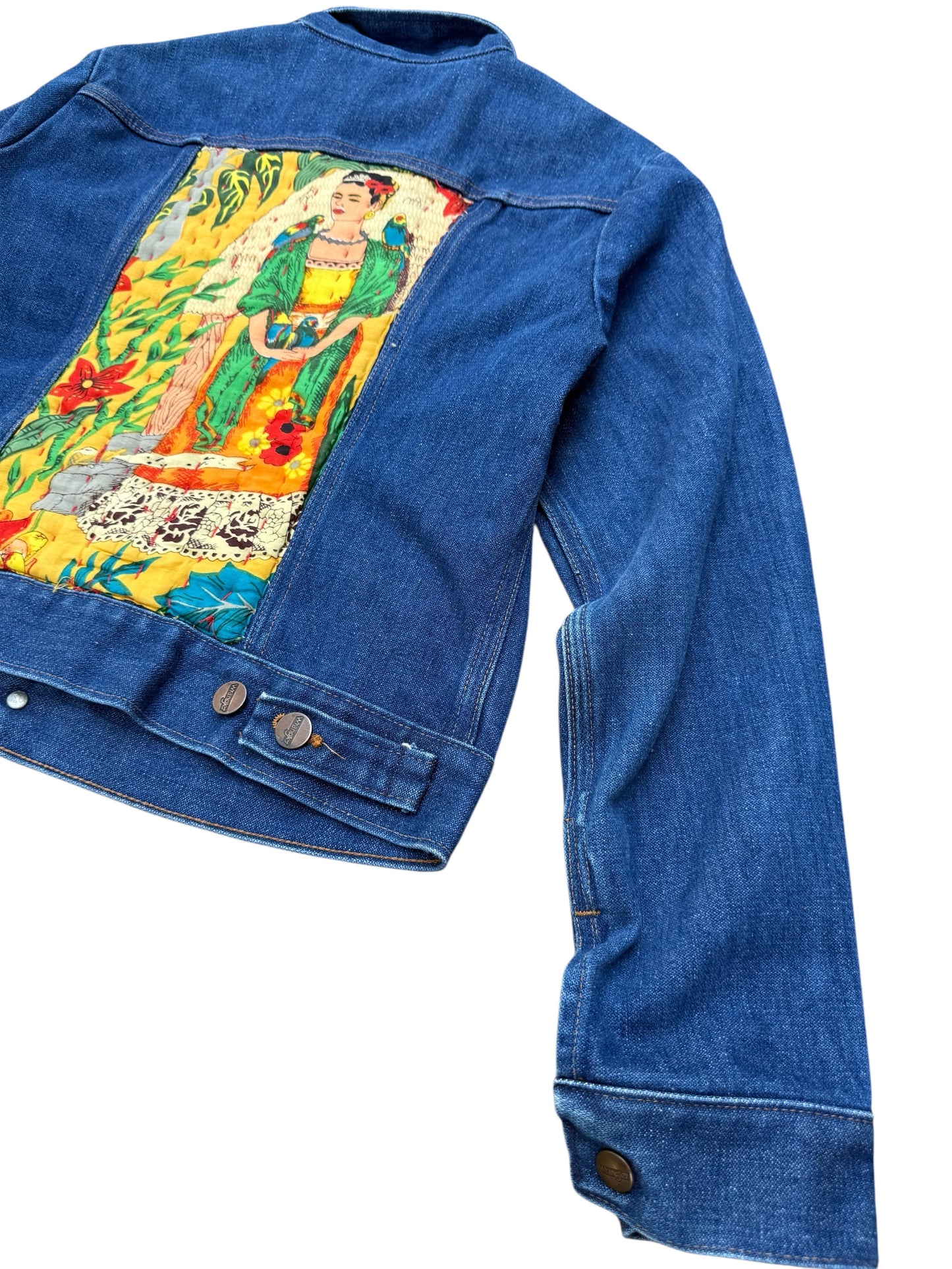 Vintage Wrangler Denim Jacket 1980s with Frida Kahlo Back Patch