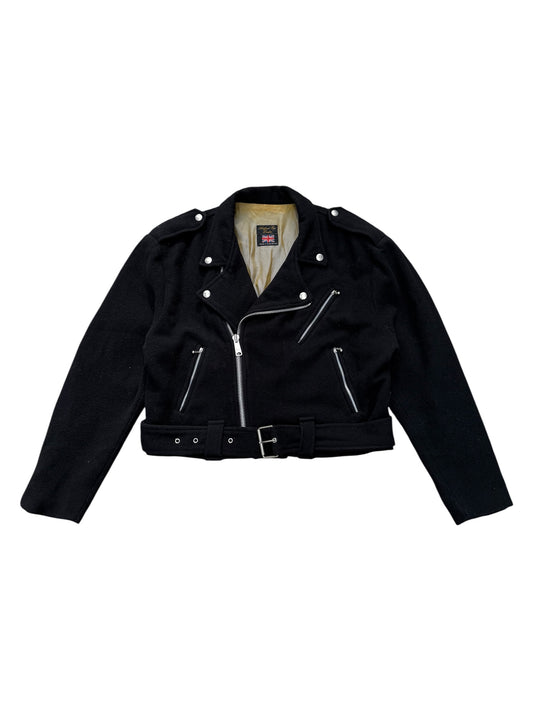 Vintage 1970s Artificial Eye London Wool Biker Jacket Cropped Motorcycle Style