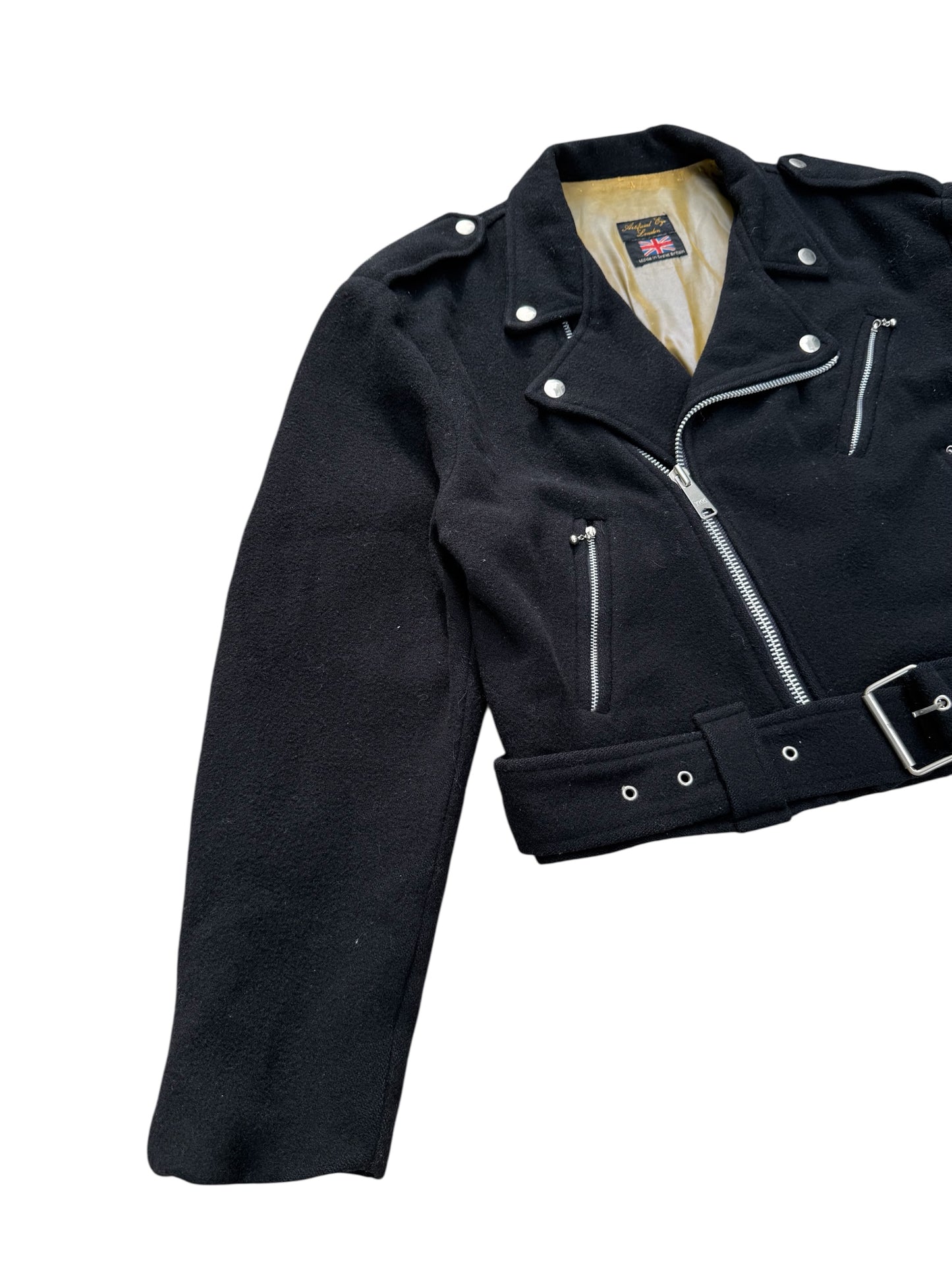 Vintage 1970s Artificial Eye London Wool Biker Jacket Cropped Motorcycle Style