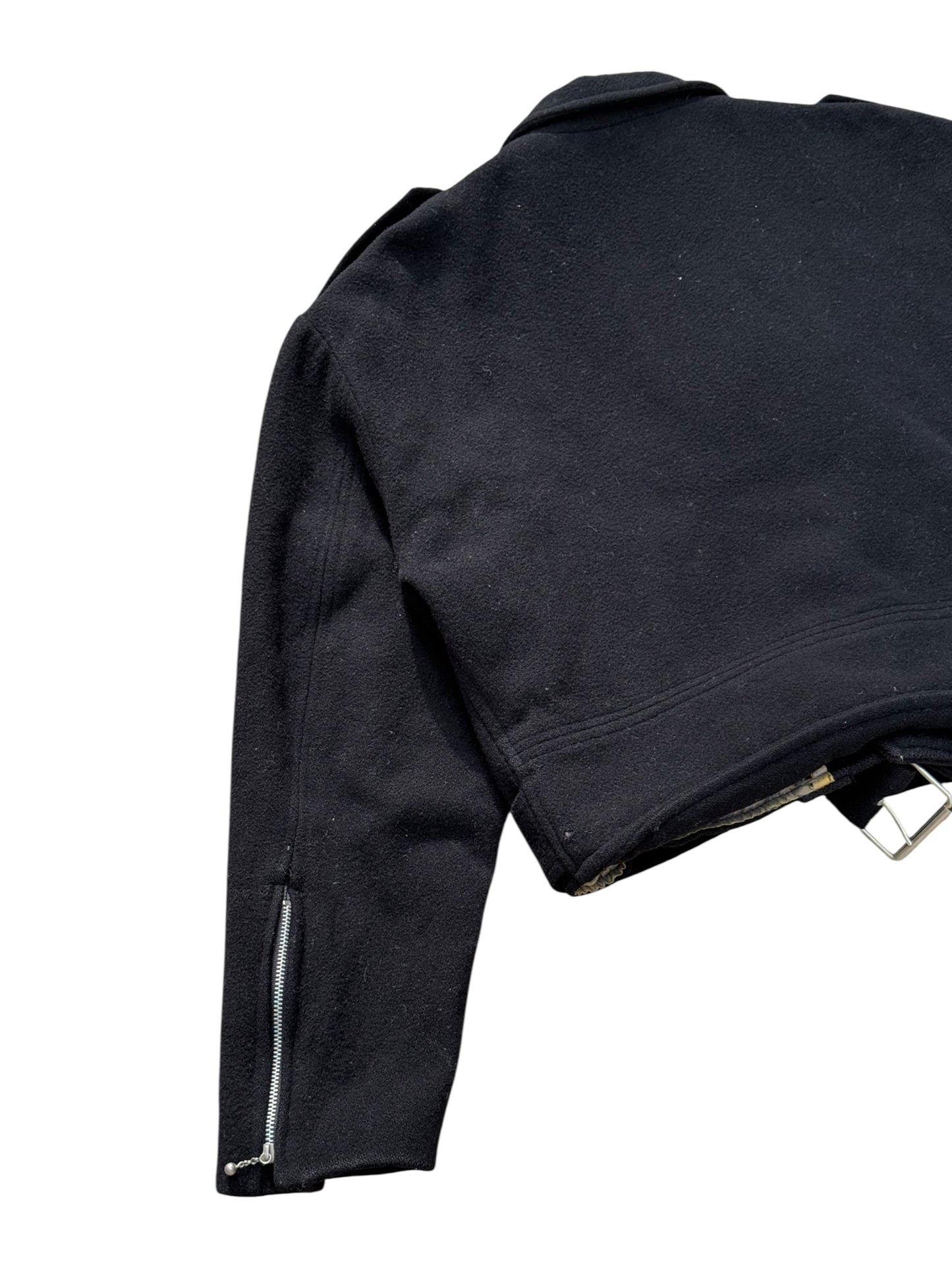 Vintage 1970s Artificial Eye London Wool Biker Jacket Cropped Motorcycle Style
