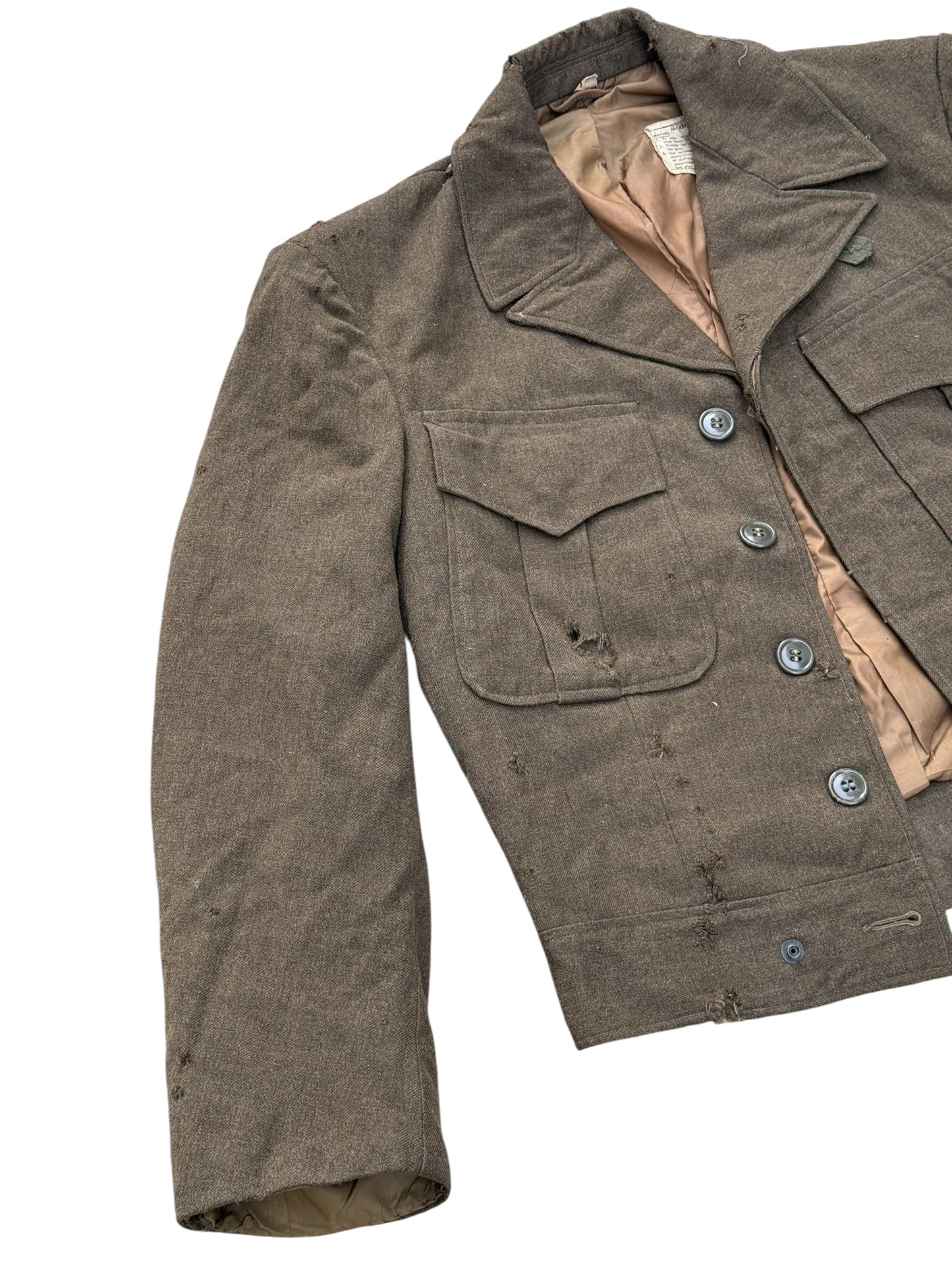 Vintage WWII 1940s U.S. Army Ike Jacket M1944 Wool Field Jacket Military Olive Drab