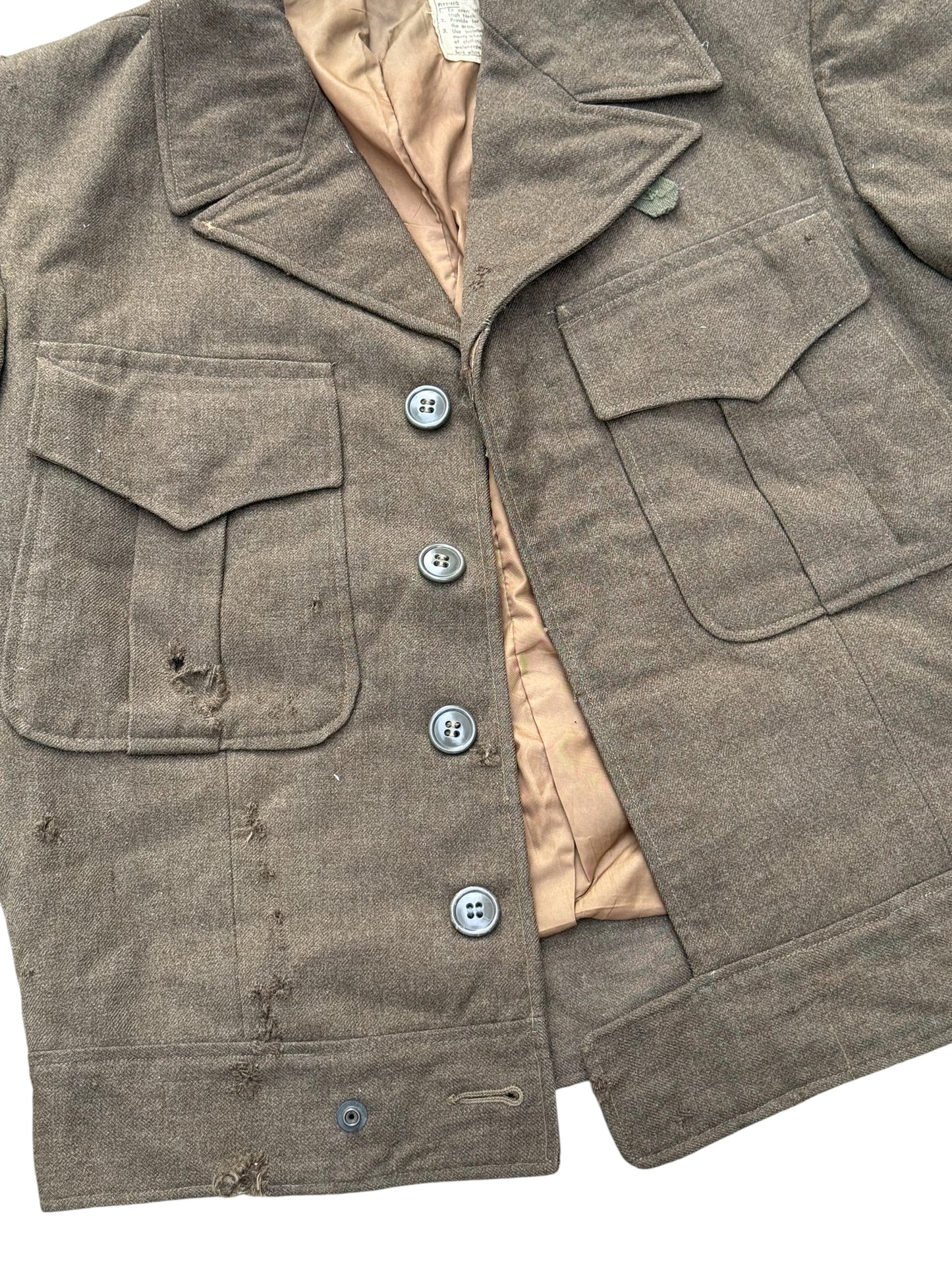 Vintage WWII 1940s U.S. Army Ike Jacket M1944 Wool Field Jacket Military Olive Drab