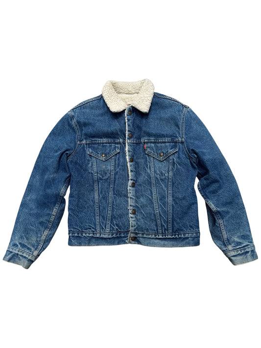 Vintage Levi’s 70605 Sherpa Trucker Jacket Size 42 – 80s USA Made Denim Shearling