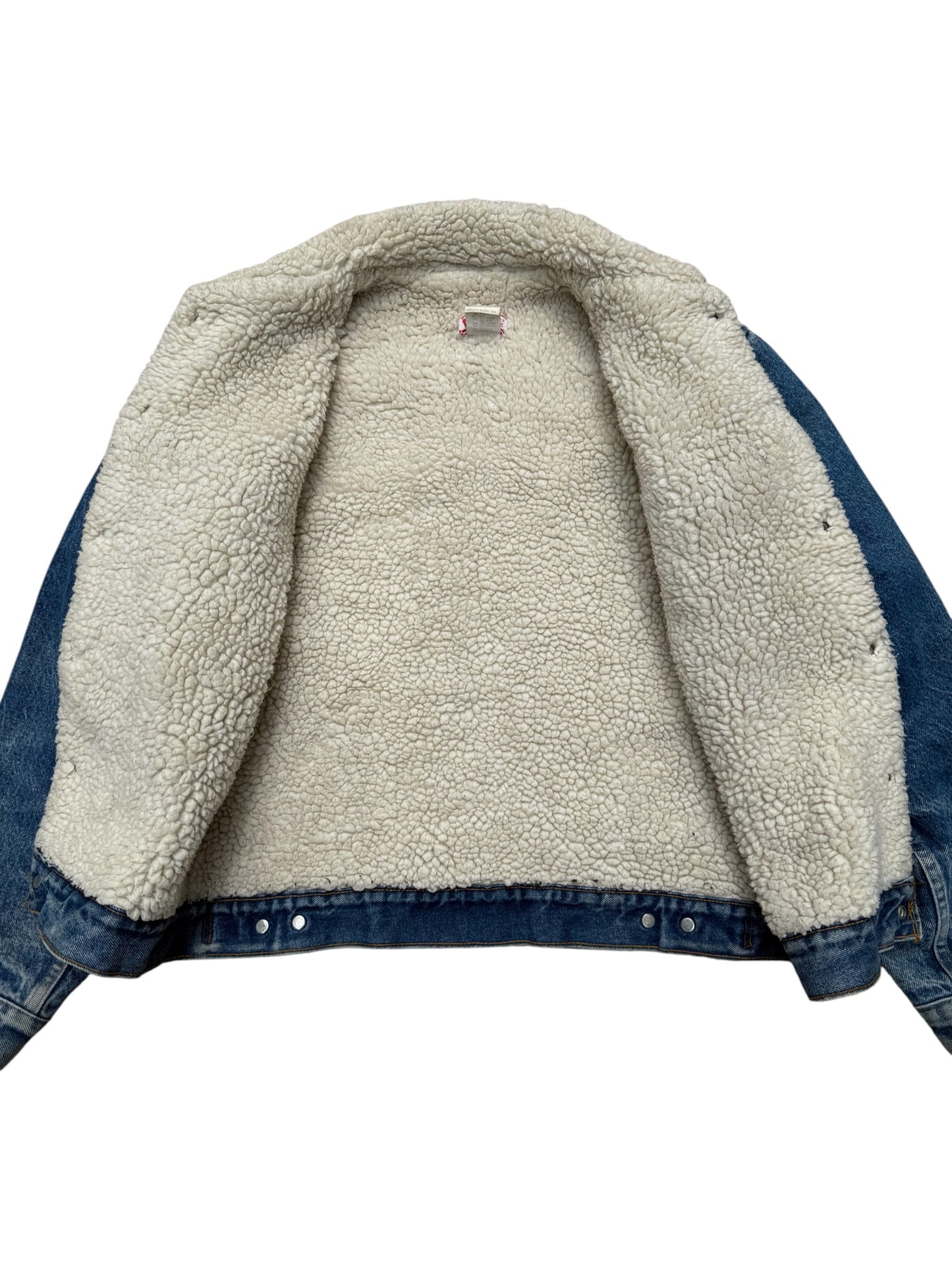 Vintage Levi’s 70605 Sherpa Trucker Jacket Size 42 – 80s USA Made Denim Shearling
