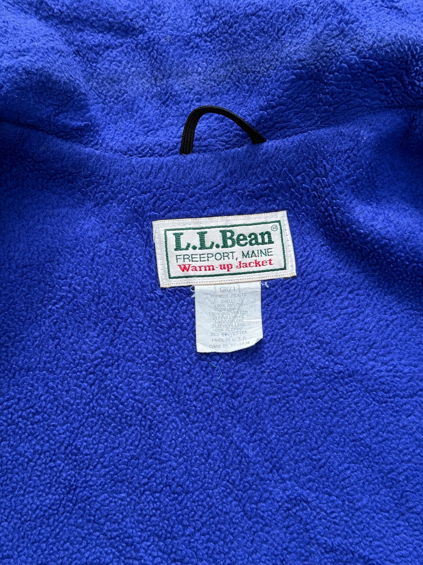 Vintage LL Bean Warm-Up Jacket Made in USA Teal Nylon with Blue Fleece Lining
