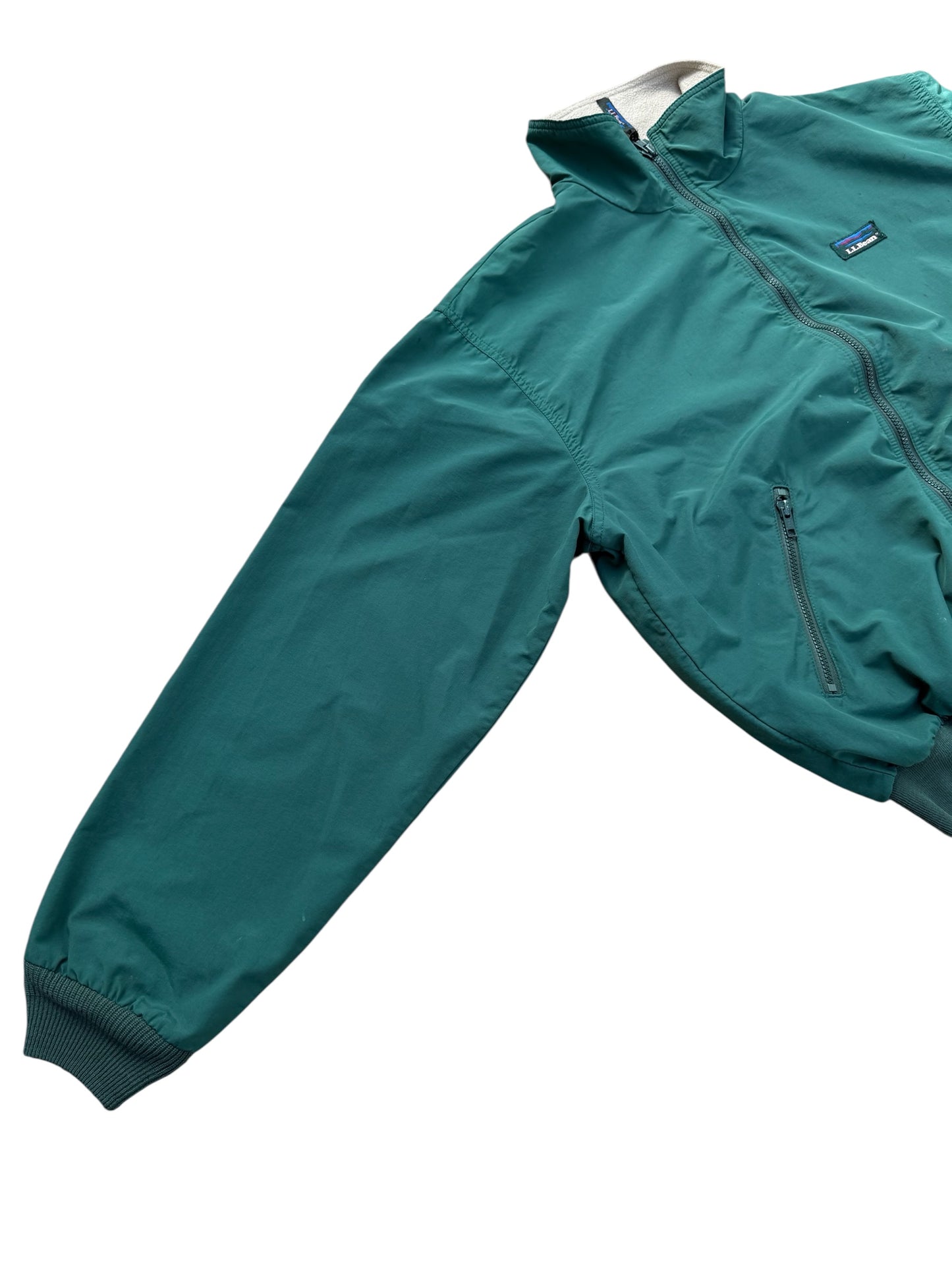 Vintage LL Bean Three-Season Jacket Green Fleece Lined Zip Up Made in USA