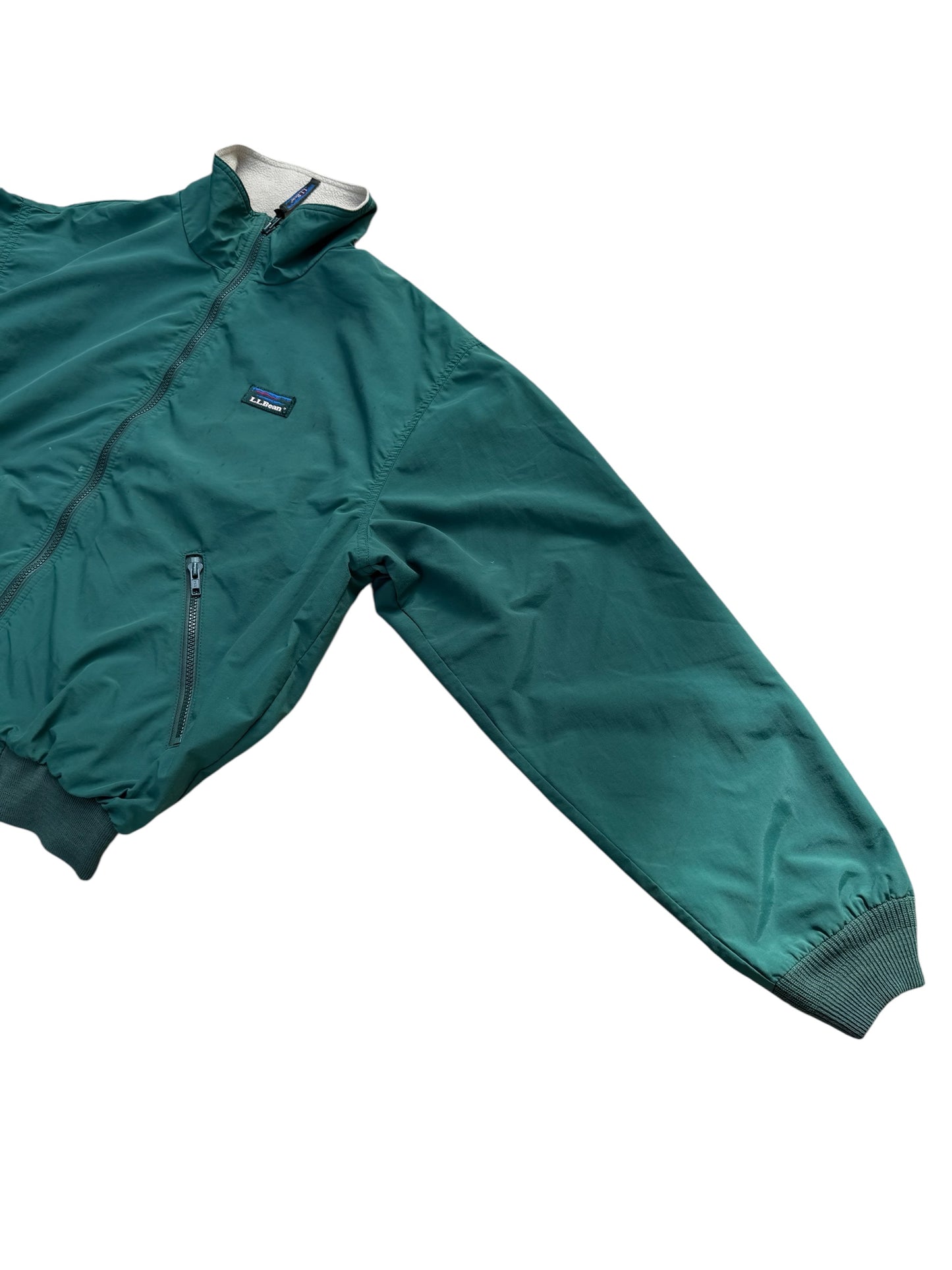 Vintage LL Bean Three-Season Jacket Green Fleece Lined Zip Up Made in USA
