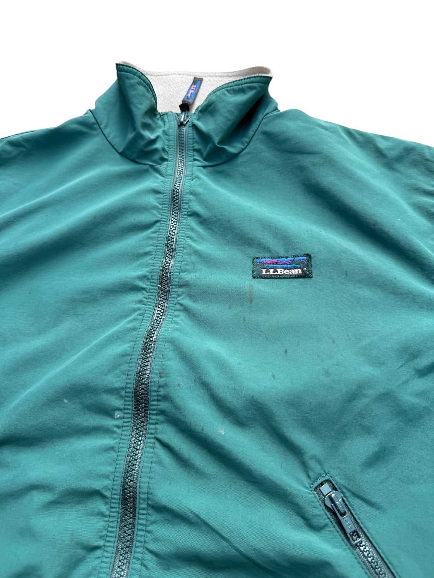Vintage LL Bean Three-Season Jacket Green Fleece Lined Zip Up Made in USA