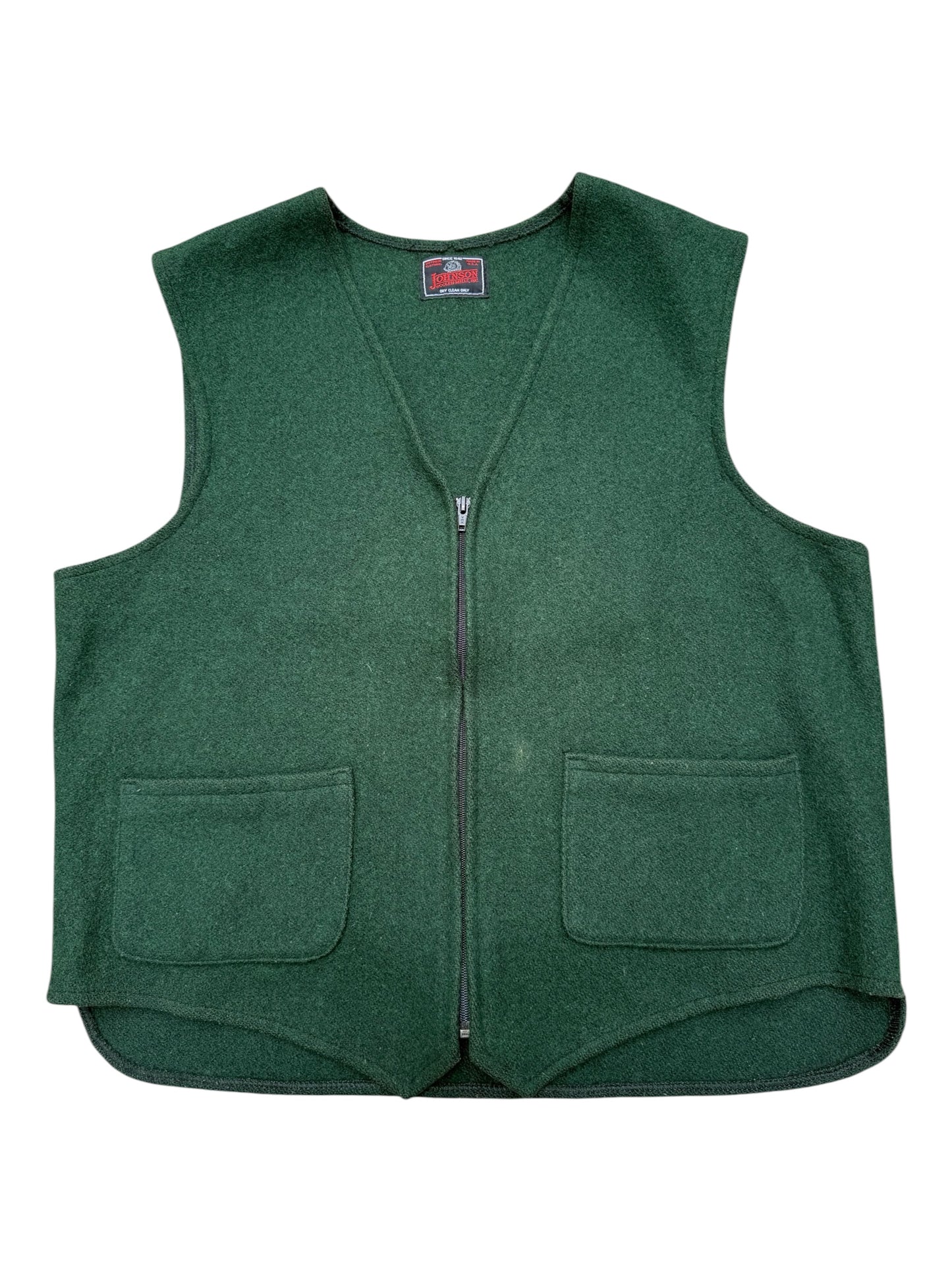 Vintage Johnson Woolen Mills Wool Zip Vest Green Made in USA