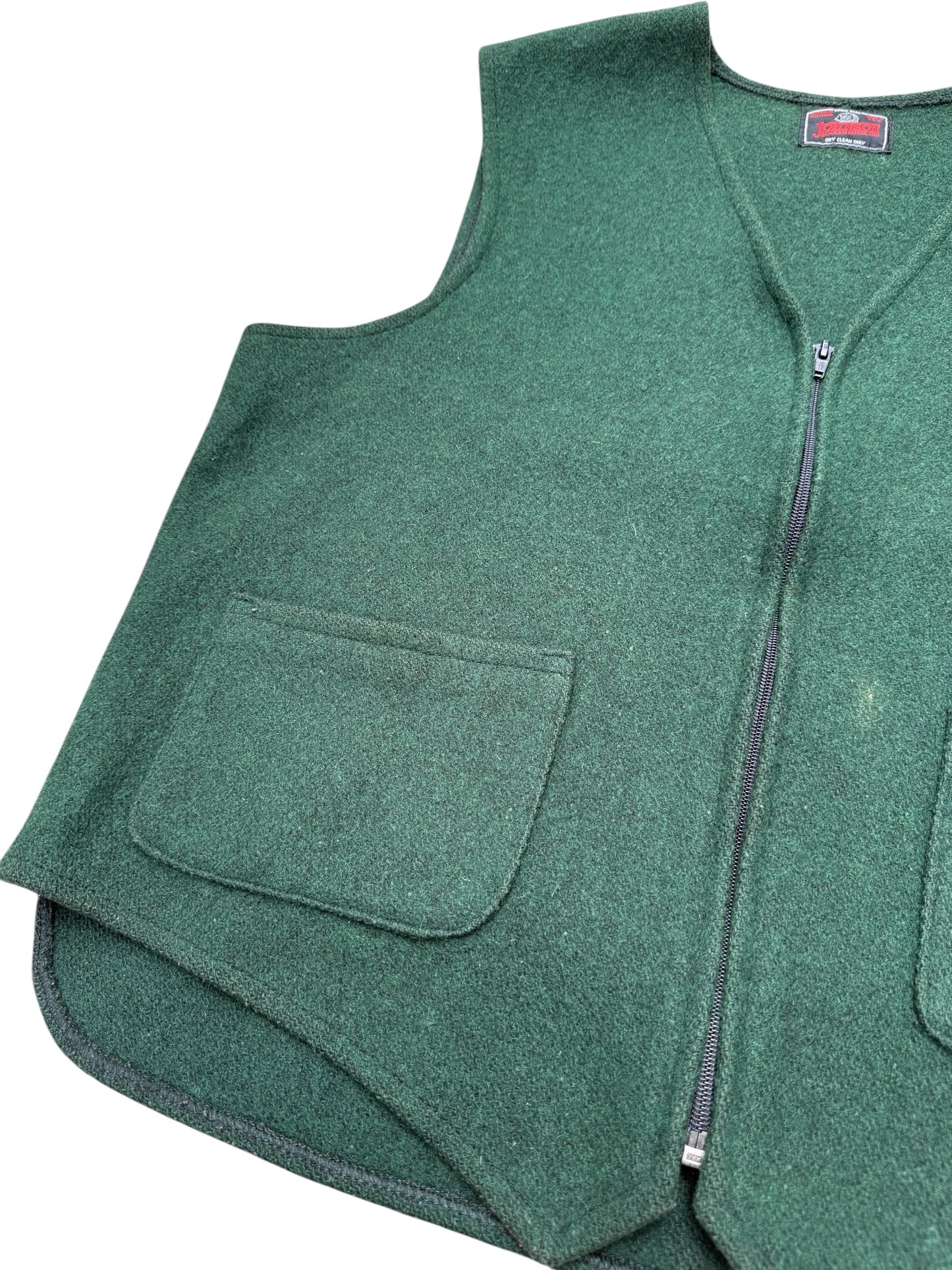 Vintage Johnson Woolen Mills Wool Zip Vest Green Made in USA