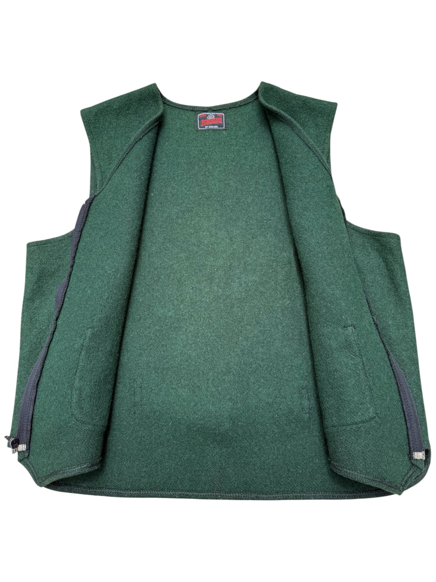 Vintage Johnson Woolen Mills Wool Zip Vest Green Made in USA