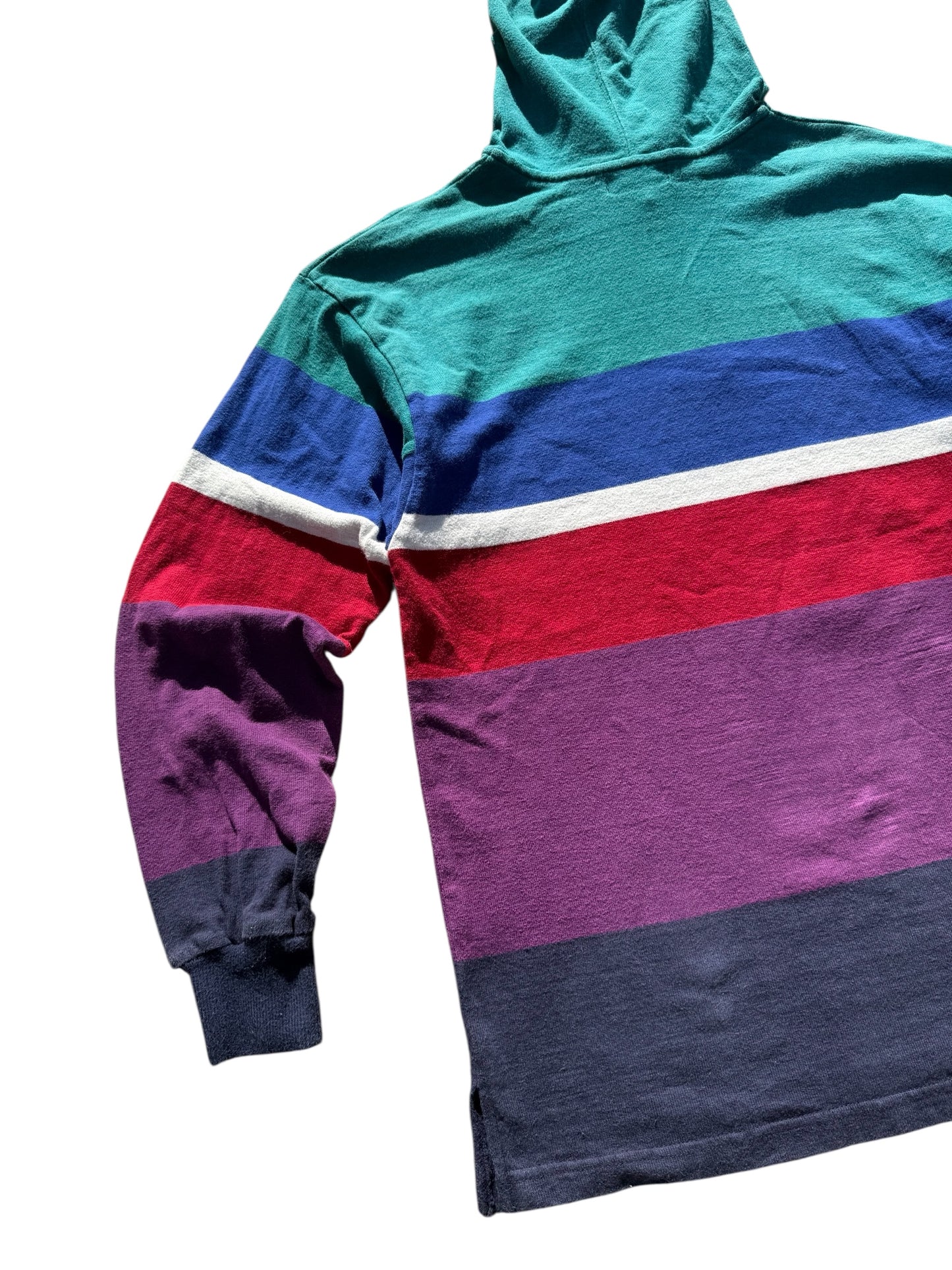Vintage 90s LL Bean Striped Rugby Hoodie Made in USA Pullover