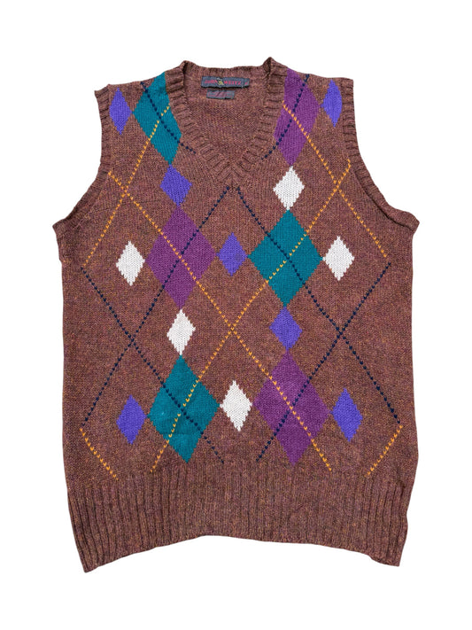 Vintage John Weitz Argyle Wool Sweater Vest Shetland Wool