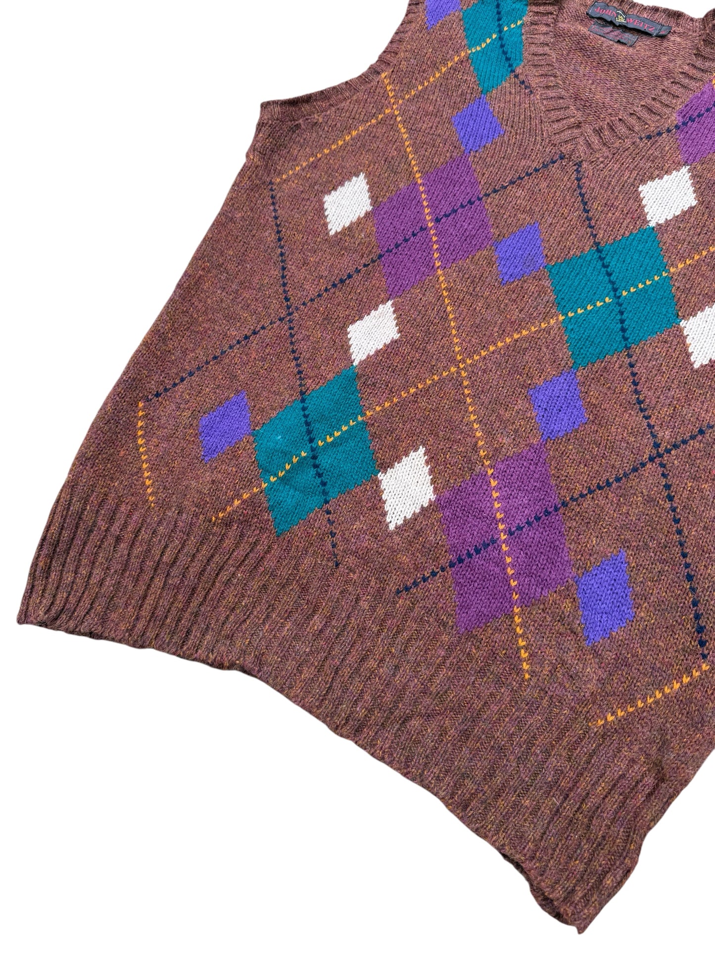 Vintage John Weitz Argyle Wool Sweater Vest Shetland Wool