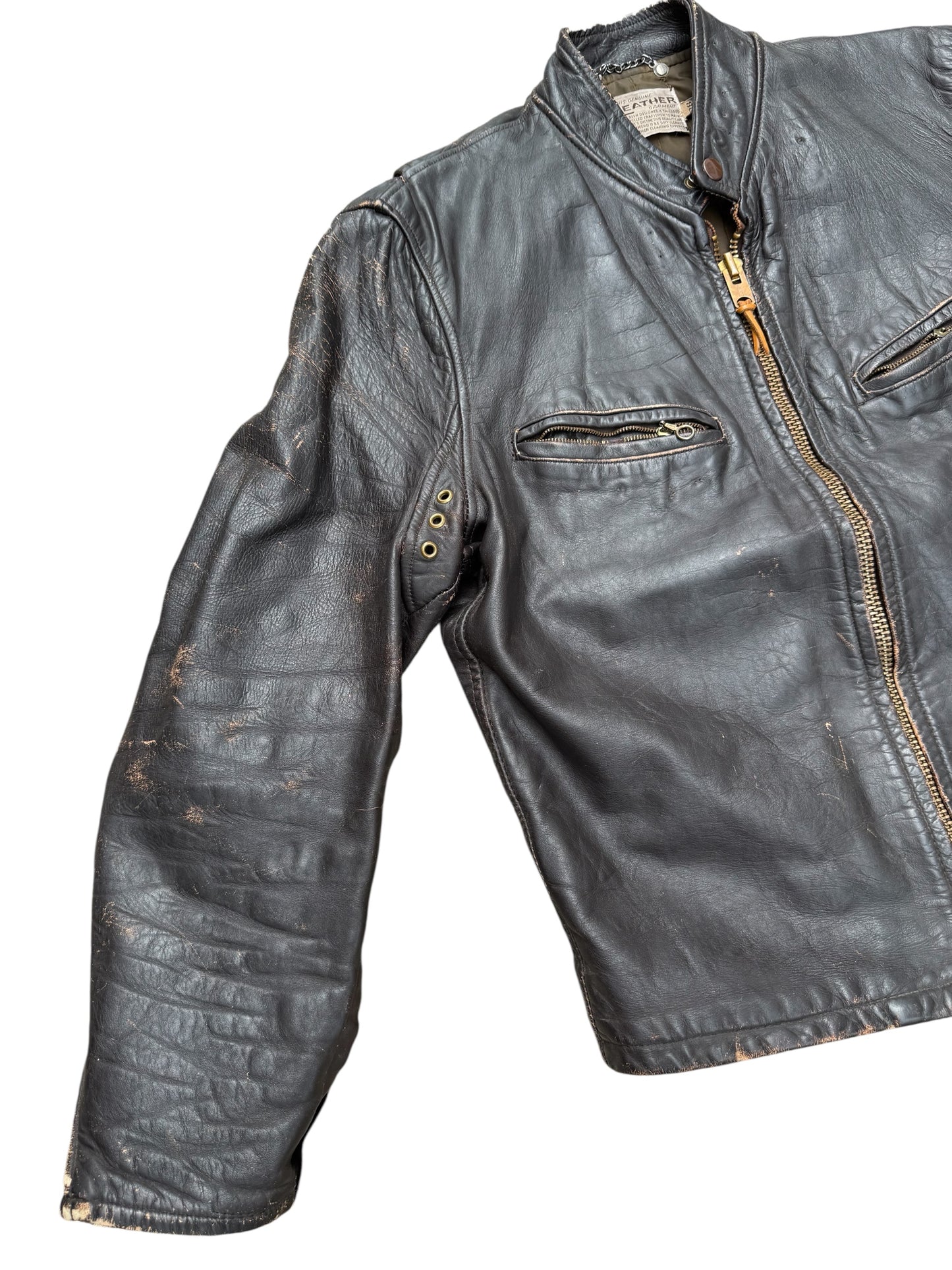 Vintage 1950s-60s Genuine Leather Cafe Racer Jacket