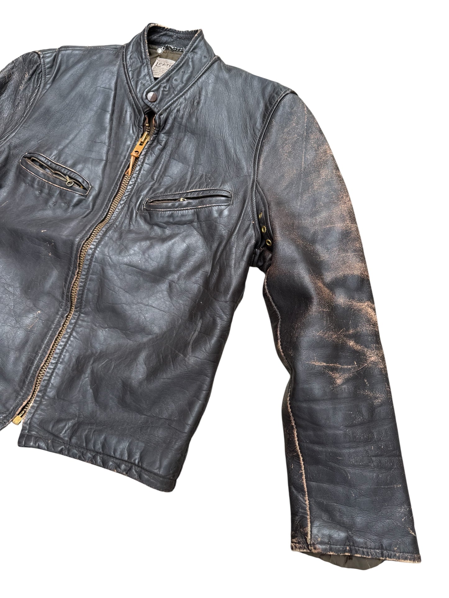 Vintage 1950s-60s Genuine Leather Cafe Racer Jacket