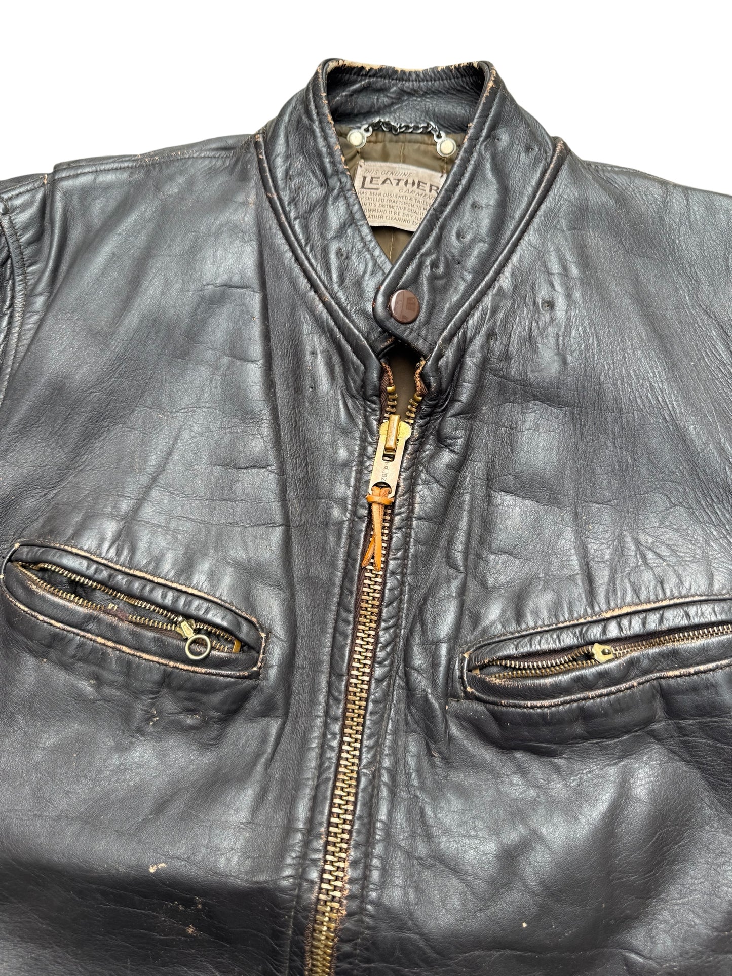 Vintage 1950s-60s Genuine Leather Cafe Racer Jacket