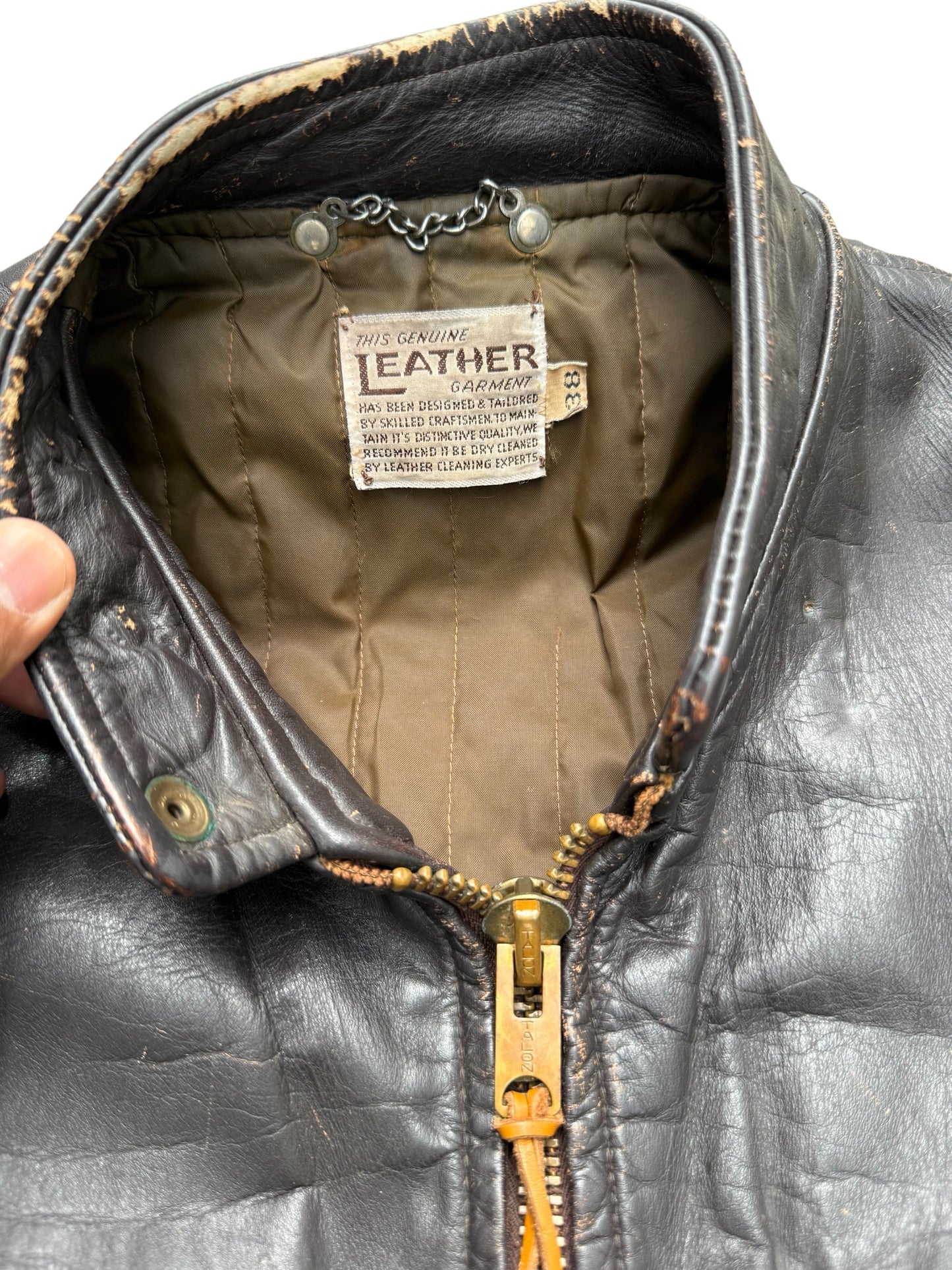 Vintage 1950s-60s Genuine Leather Cafe Racer Jacket