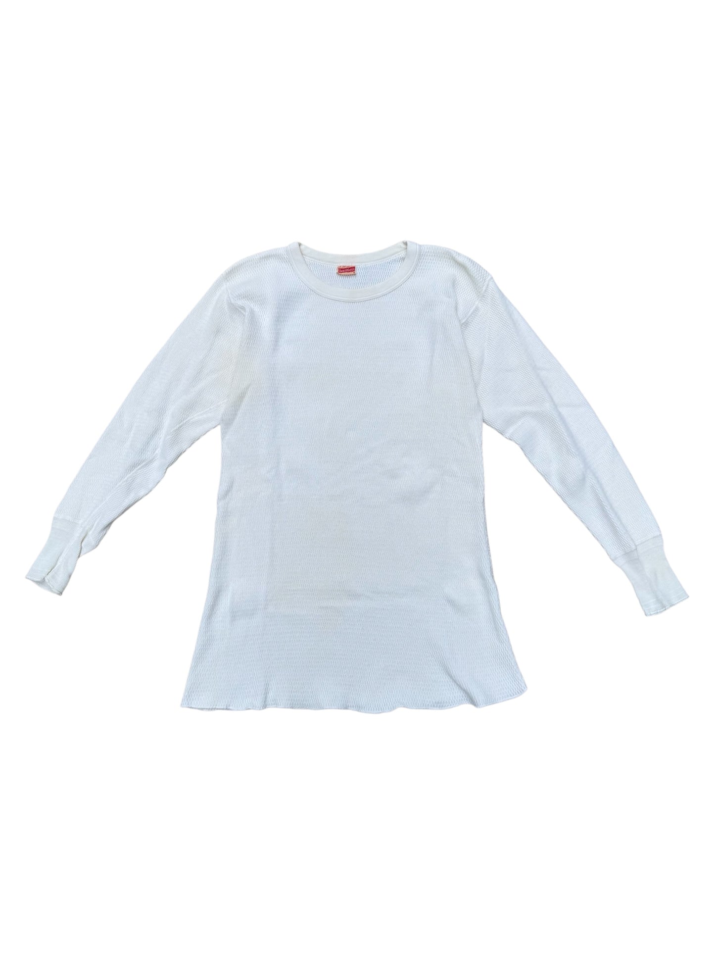 Vintage 1950s Healthknit Thermal Long Sleeve Shirt White Waffle Knit USA