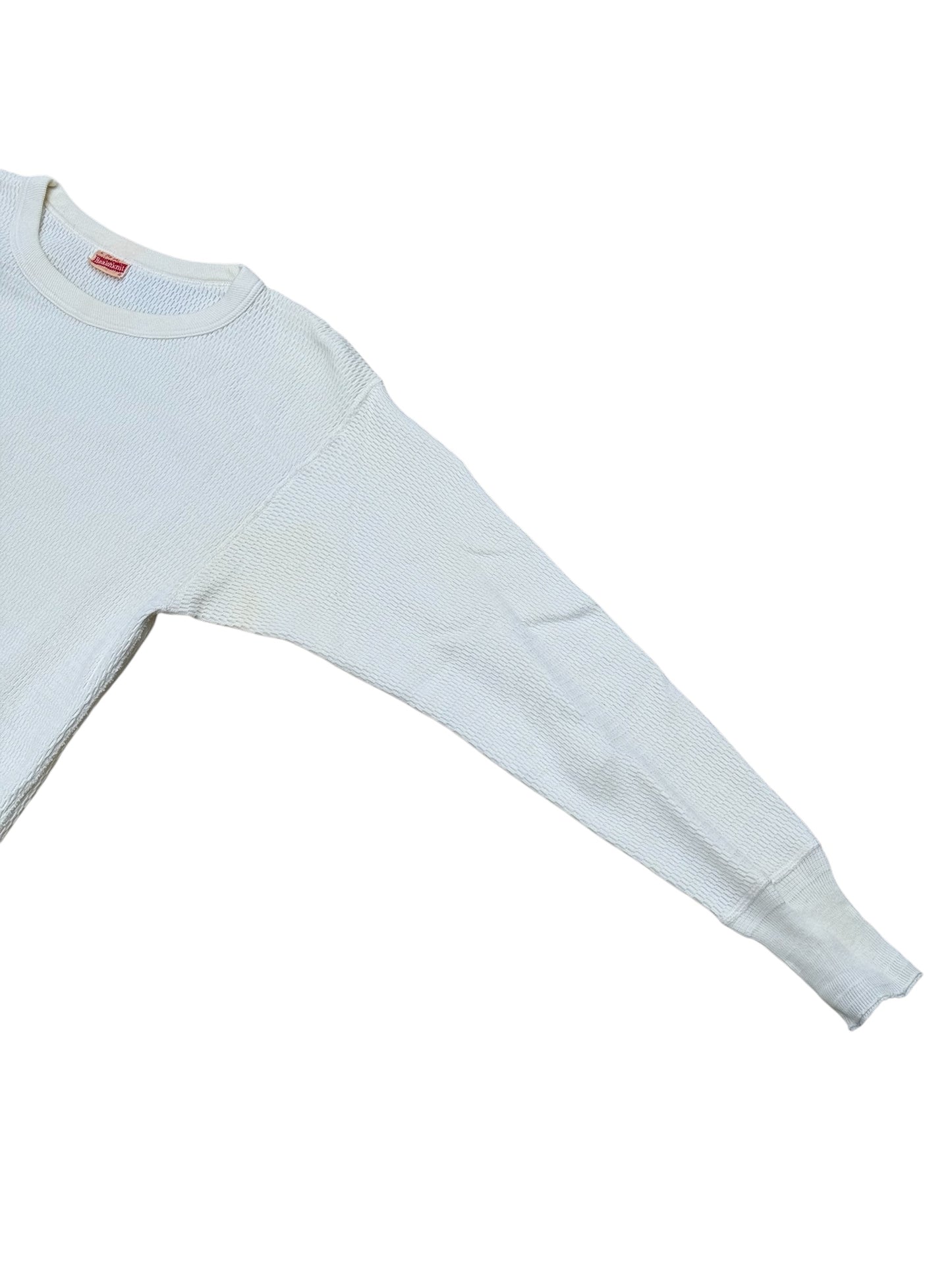 Vintage 1950s Healthknit Thermal Long Sleeve Shirt White Waffle Knit USA