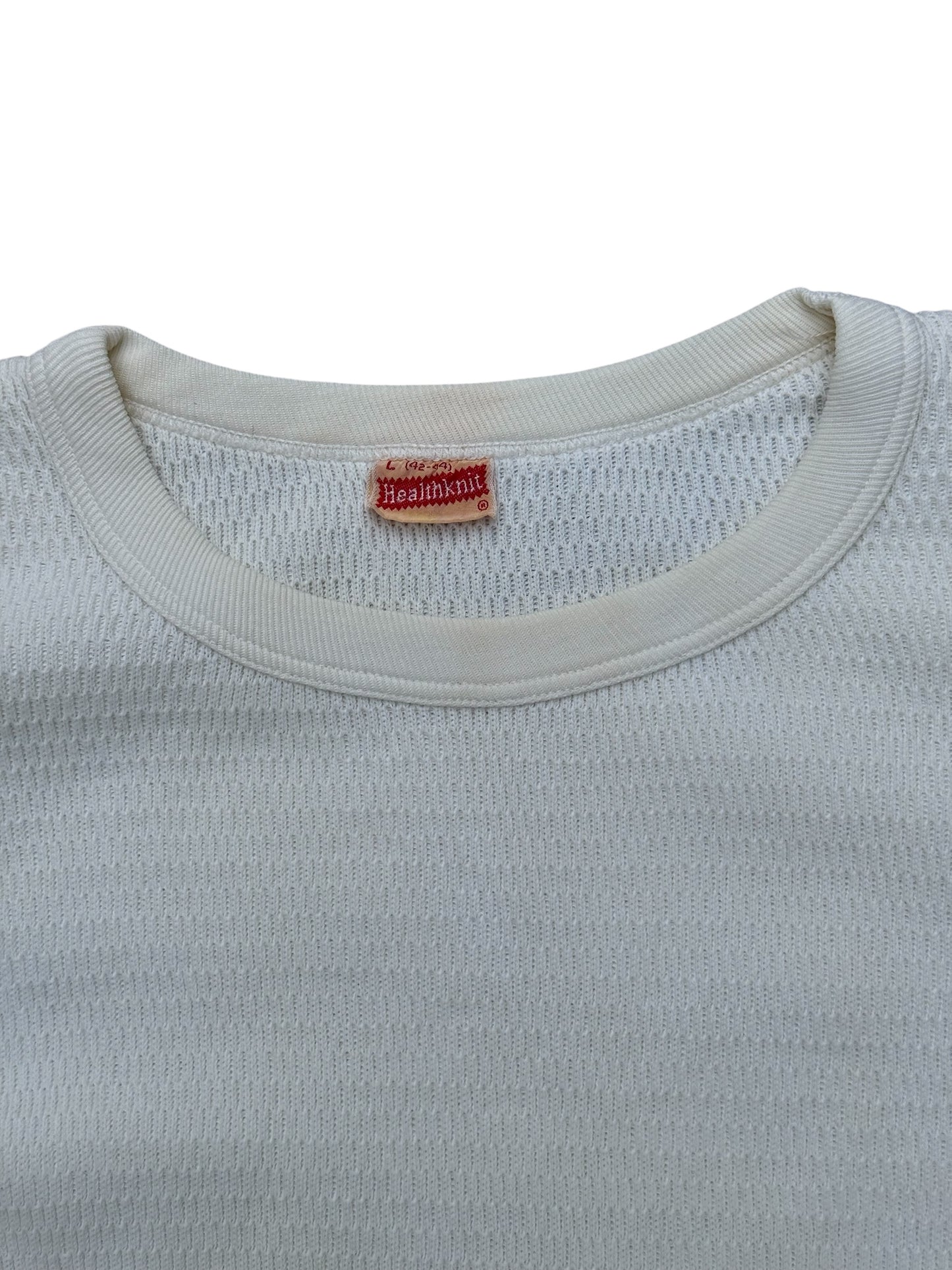 Vintage 1950s Healthknit Thermal Long Sleeve Shirt White Waffle Knit USA
