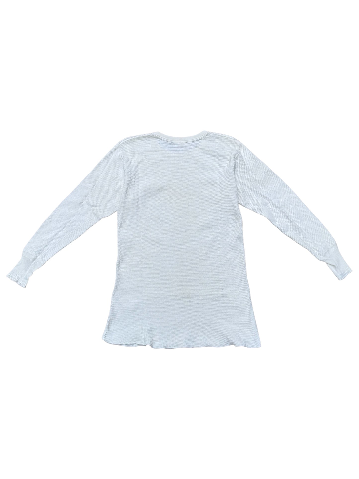 Vintage 1950s Healthknit Thermal Long Sleeve Shirt White Waffle Knit USA