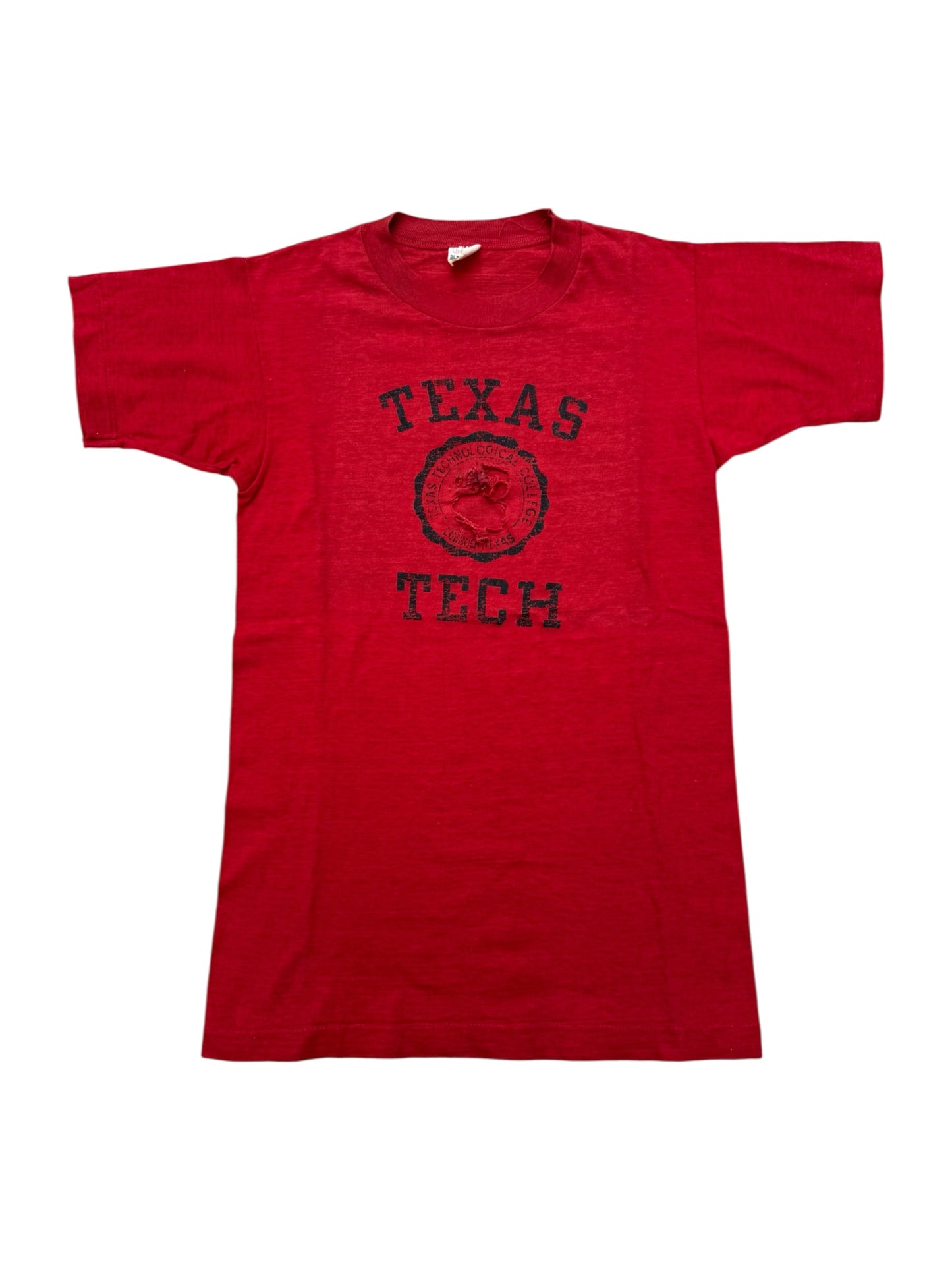 Vintage 1950s–60s Texas Tech Champion Running Man T-Shirt – Red Collegiate Tee