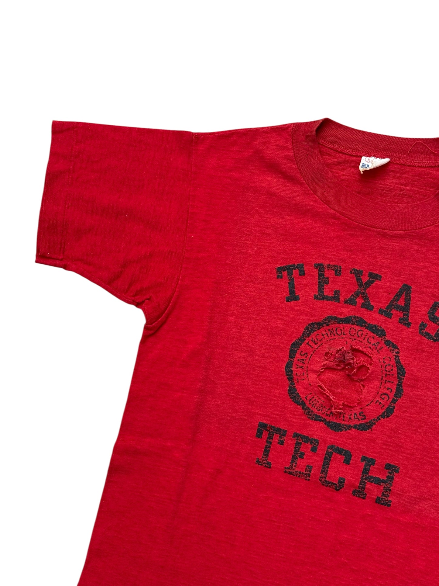 Vintage 1950s–60s Texas Tech Champion Running Man T-Shirt – Red Collegiate Tee
