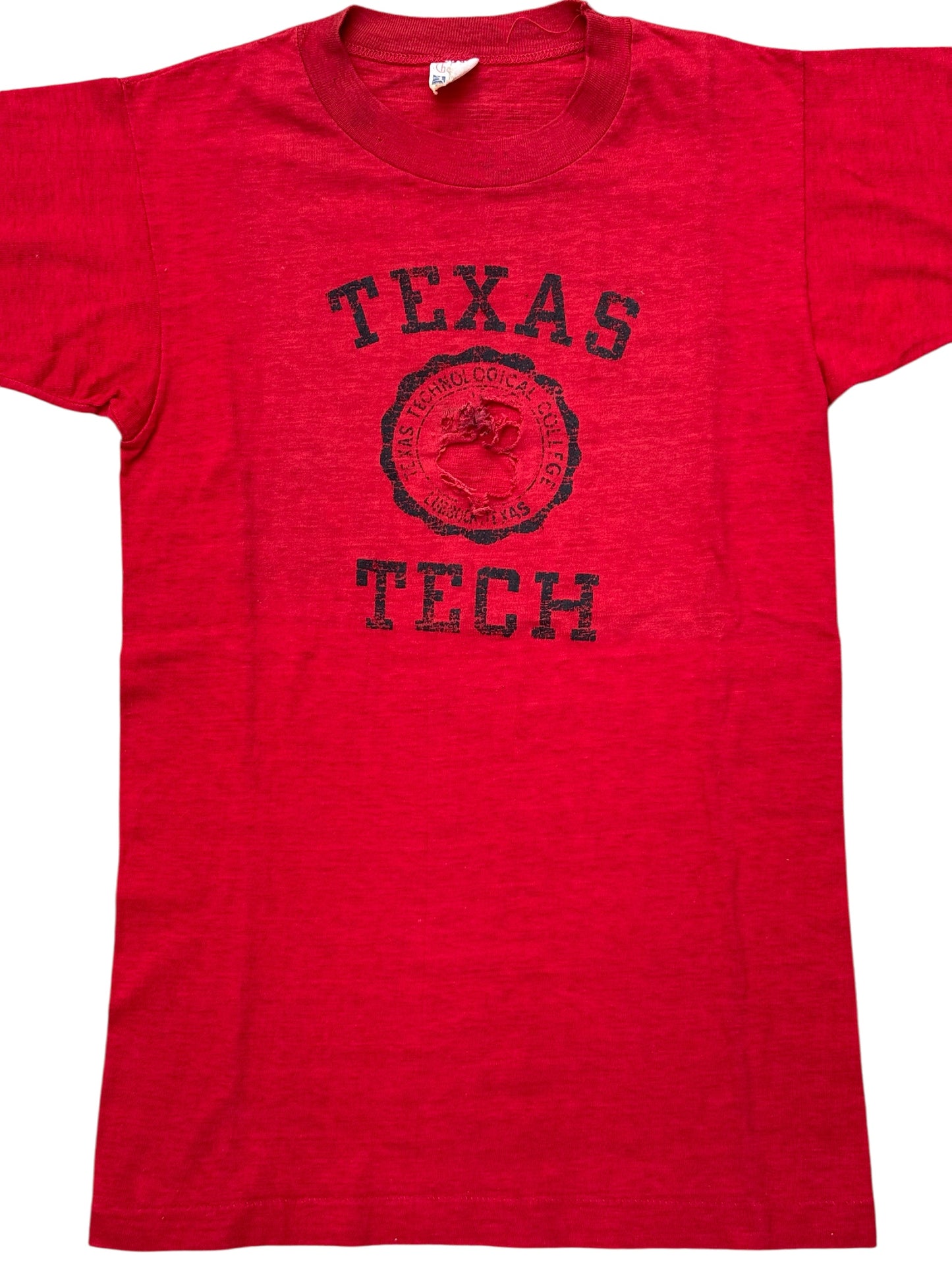 Vintage 1950s–60s Texas Tech Champion Running Man T-Shirt – Red Collegiate Tee