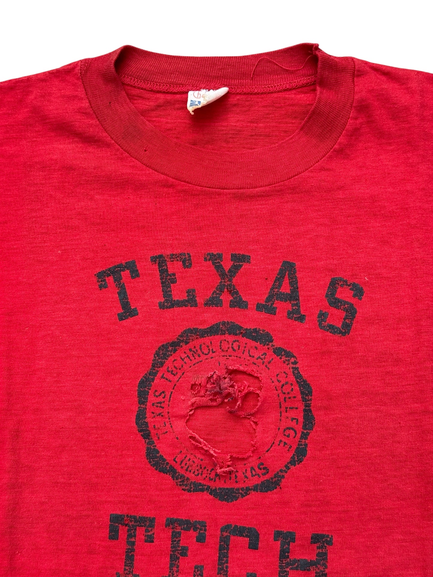 Vintage 1950s–60s Texas Tech Champion Running Man T-Shirt – Red Collegiate Tee