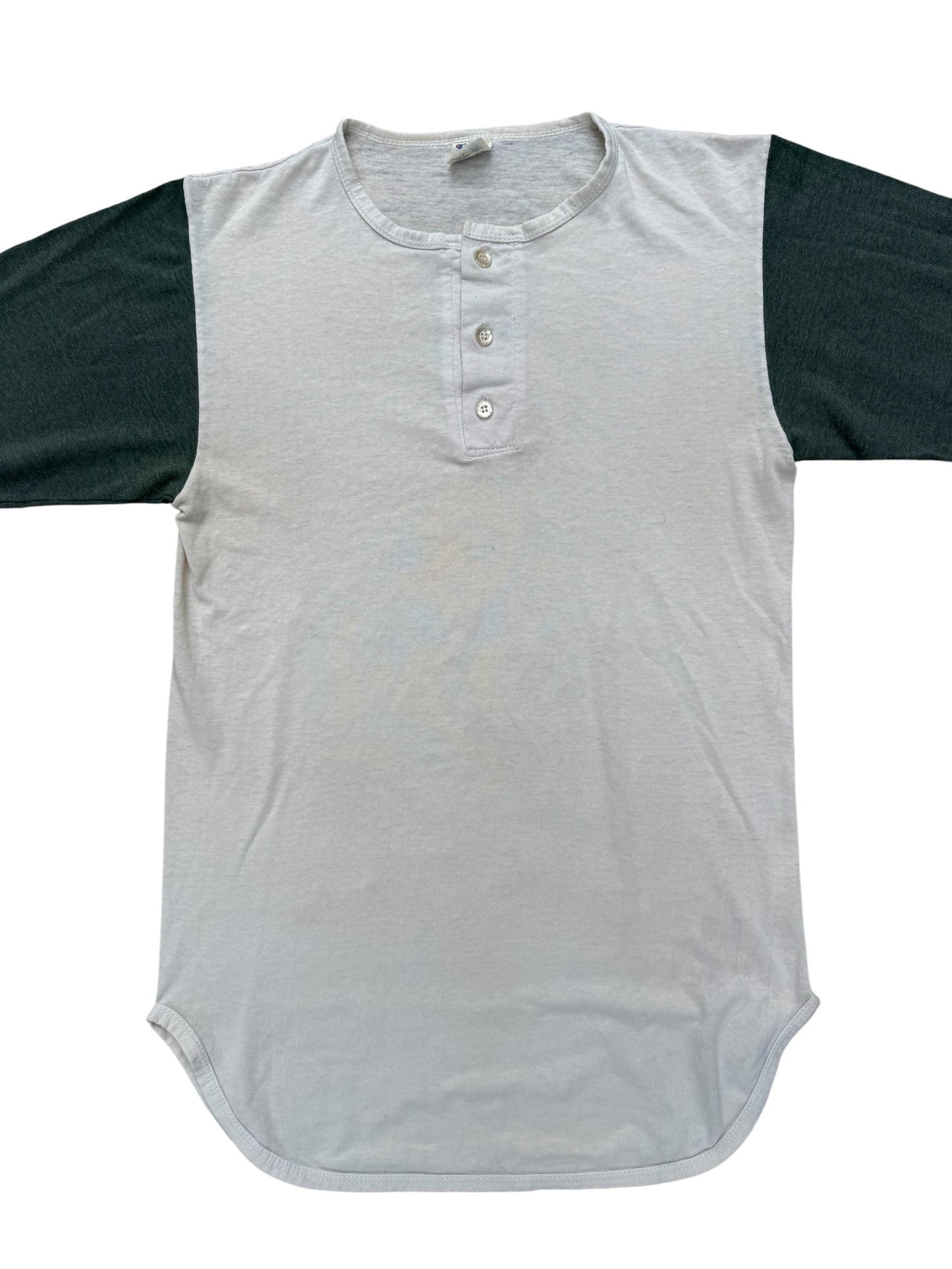 Vintage 1970s-80s Champion Henley Baseball Tee Raglan 3/4 Sleeve