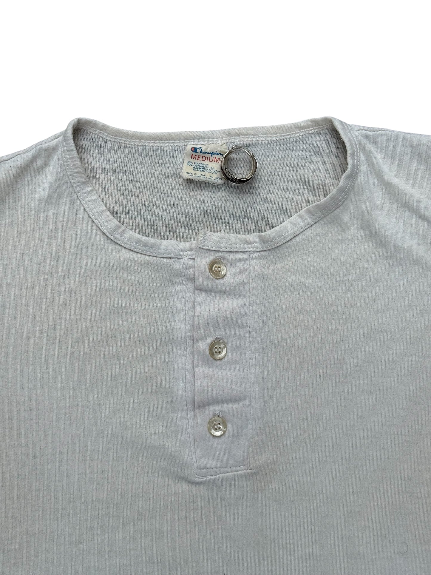 Vintage 1970s-80s Champion Henley Baseball Tee Raglan 3/4 Sleeve