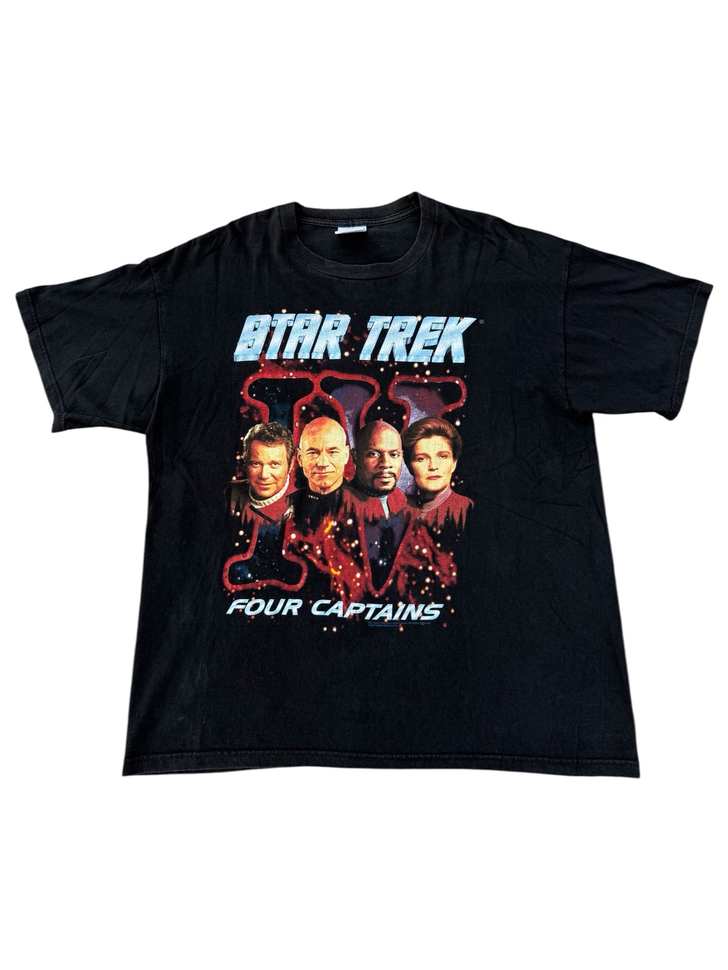 Vintage 1996 Star Trek Four Captains Tshirt Paramount Pictures Classic Sci-Fi