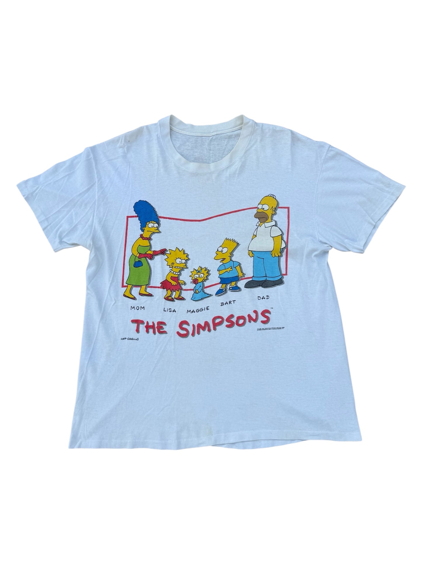 Vintage 1990 The Simpsons Family Graphic Tshirt Matt Groening Cartoon