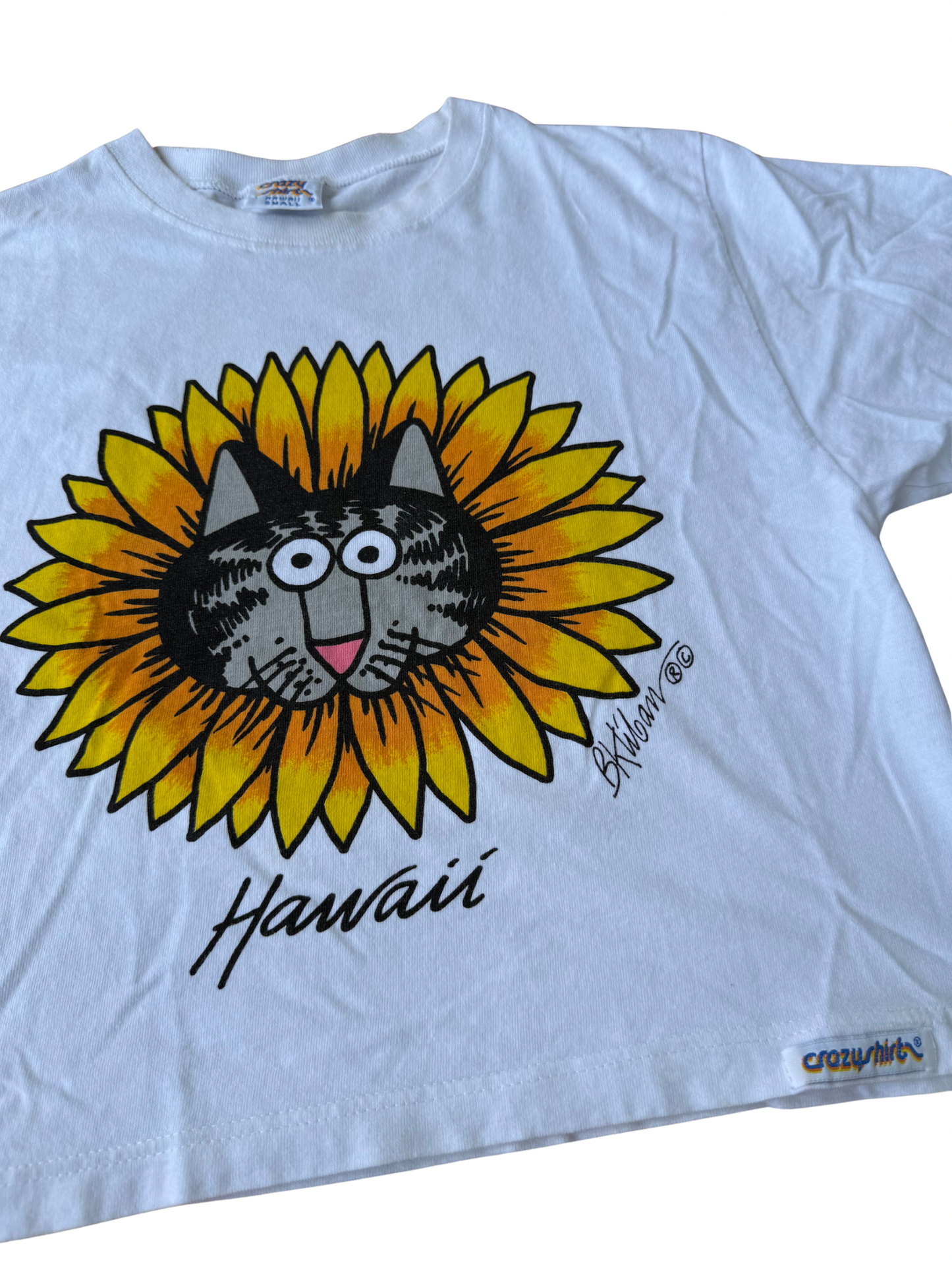 Vintage Crazy Shirt Hawaii “Cat in Sunflower” Crop Tee