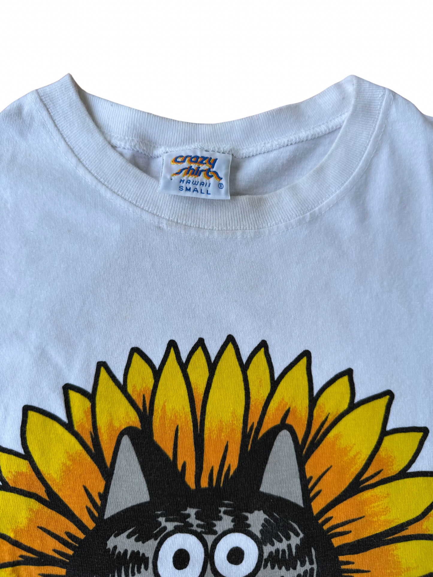 Vintage Crazy Shirt Hawaii “Cat in Sunflower” Crop Tee