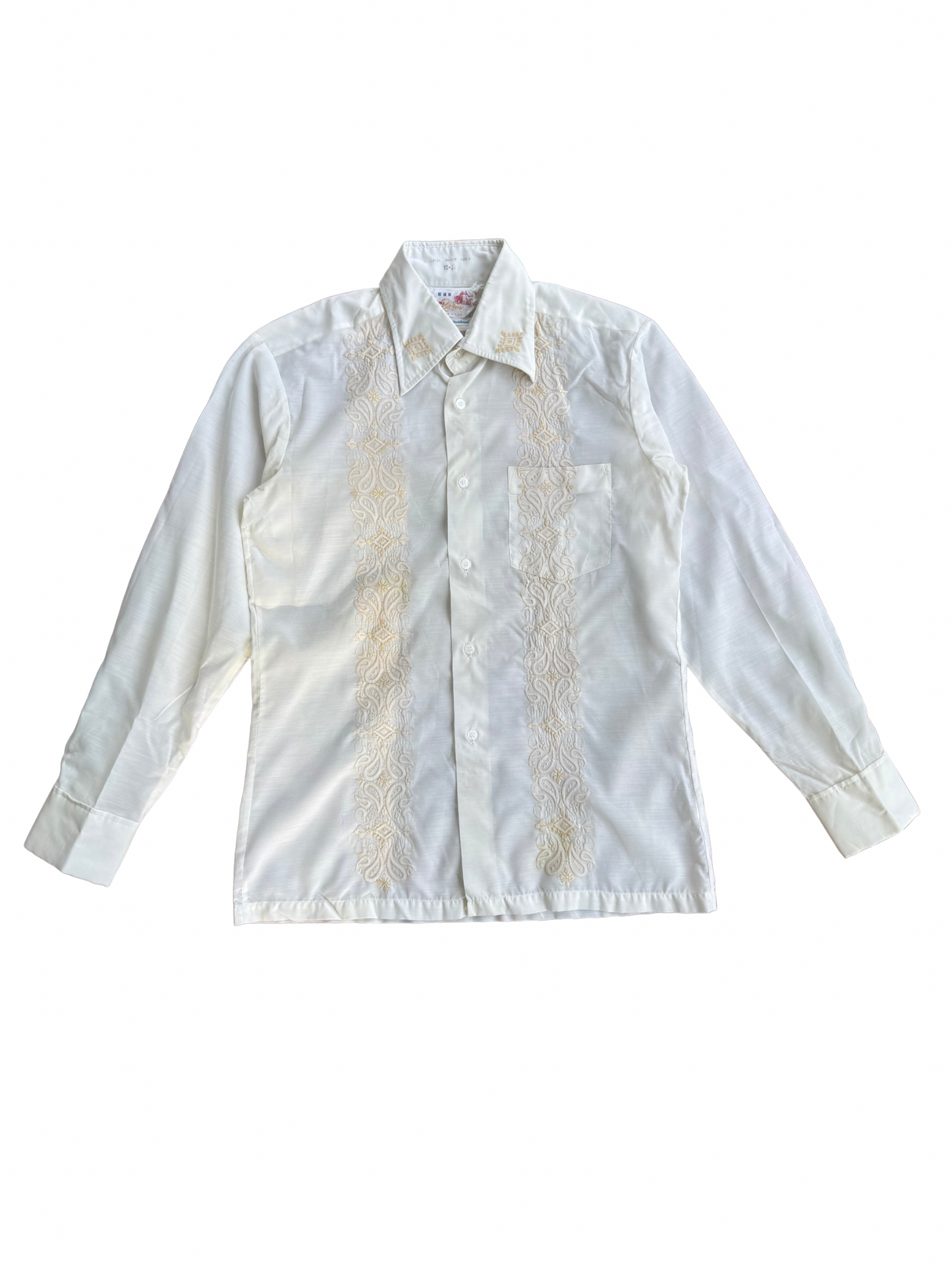 Vintage 1970s Red Horse Hand-Embroidered Dress Shirt