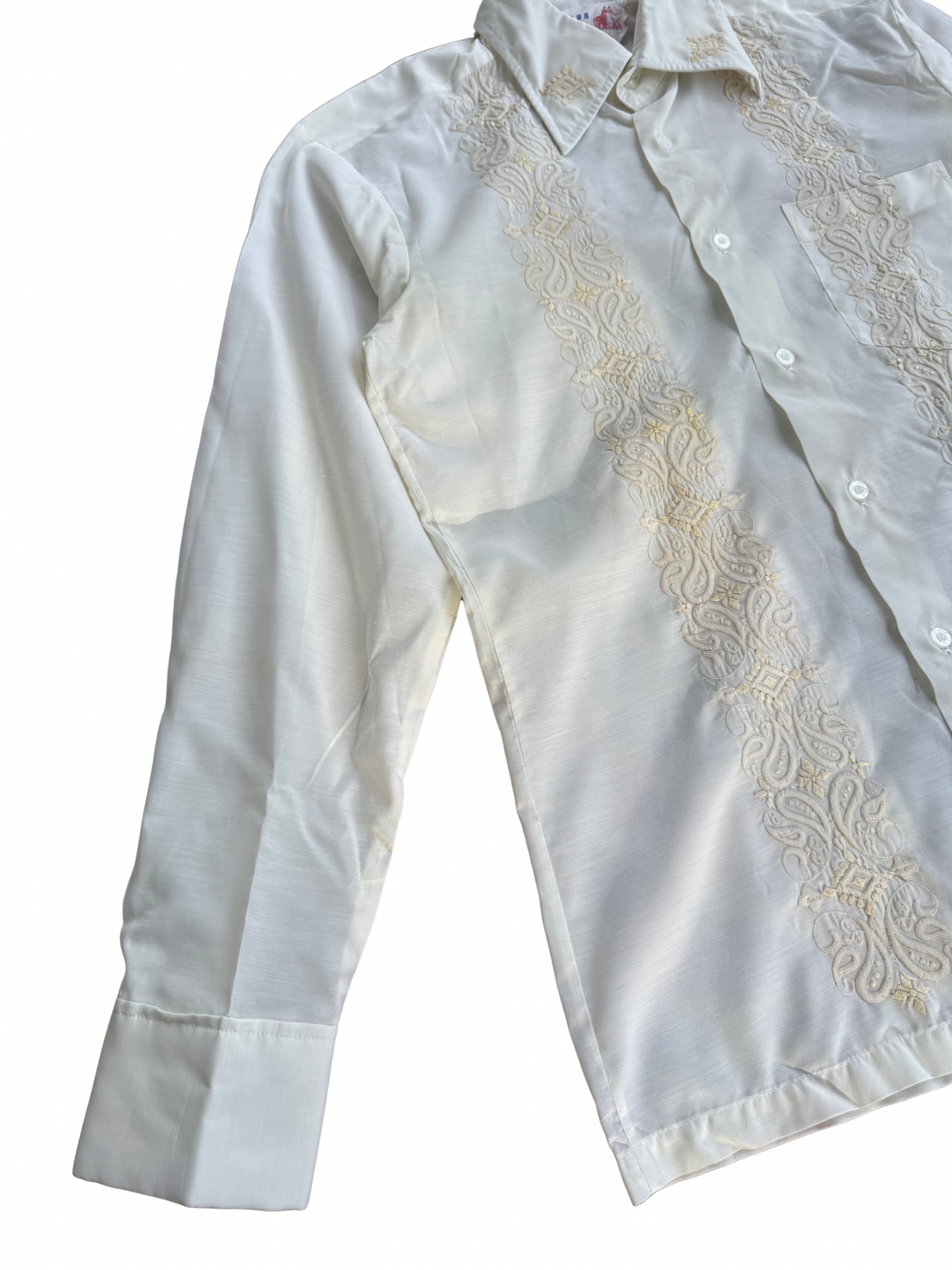 Vintage 1970s Red Horse Hand-Embroidered Dress Shirt