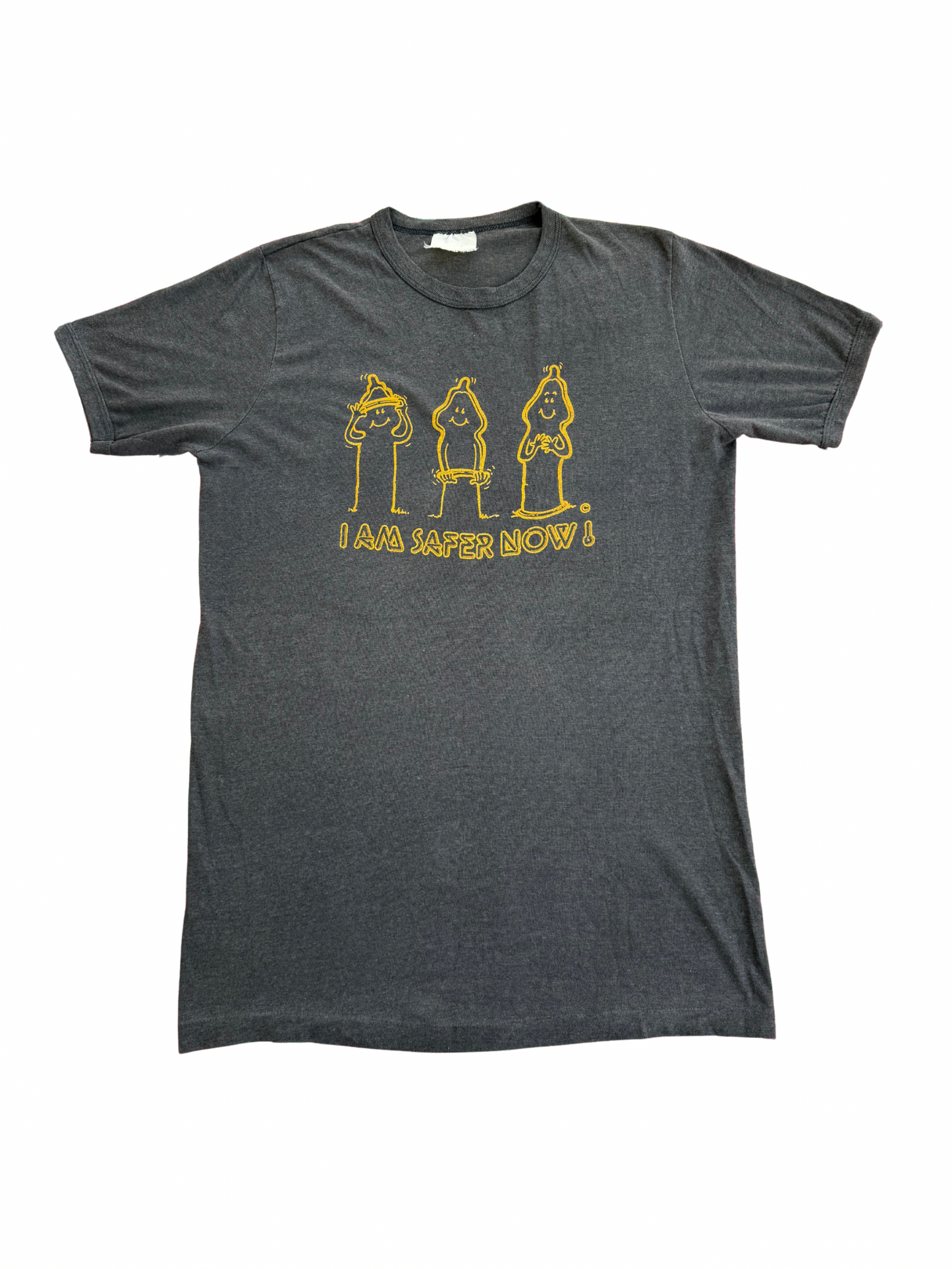 Vintage 1980s-90s “I Am Safer Now!” Safe-Sex Awareness Tee