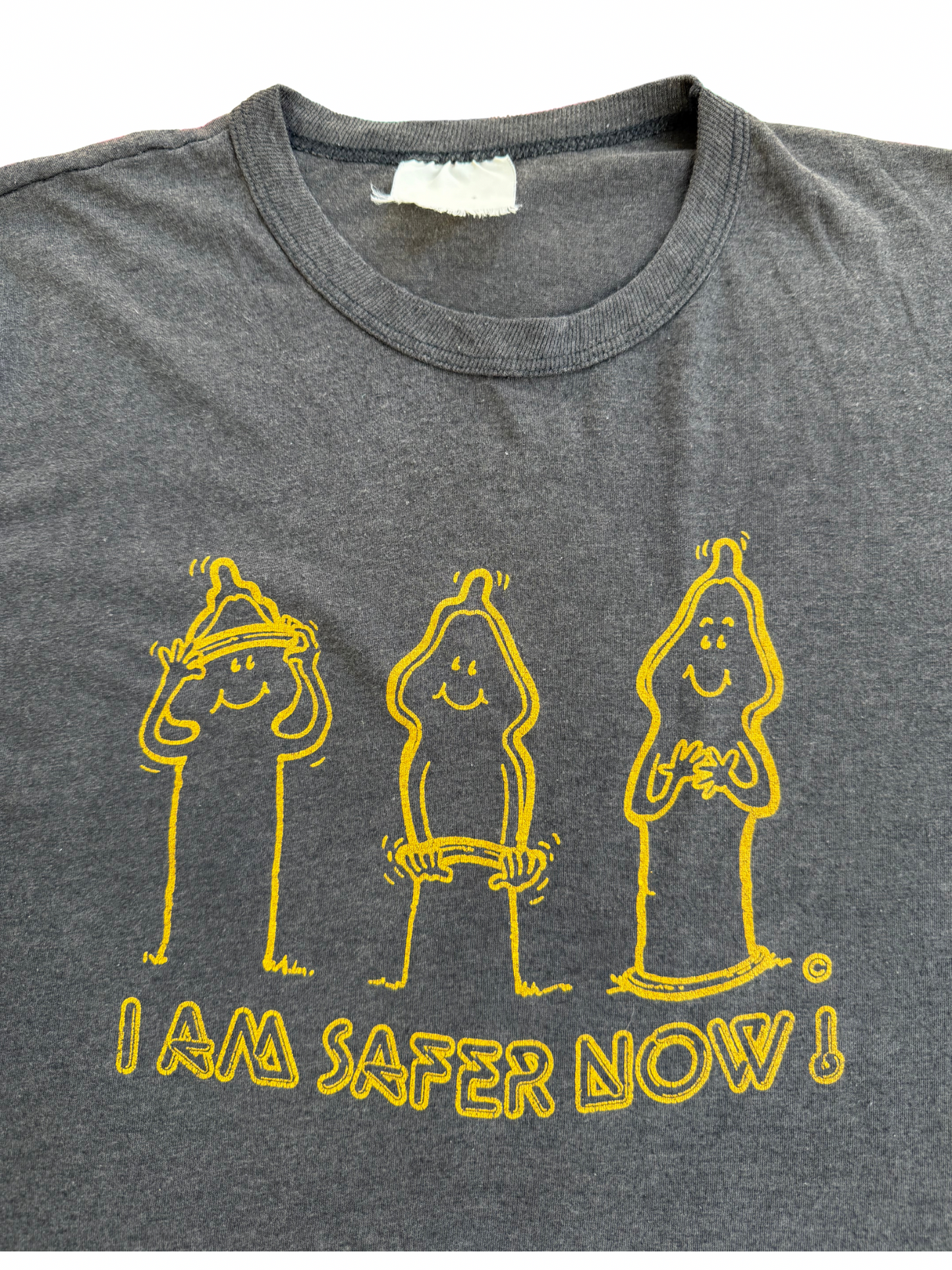 Vintage 1980s-90s “I Am Safer Now!” Safe-Sex Awareness Tee