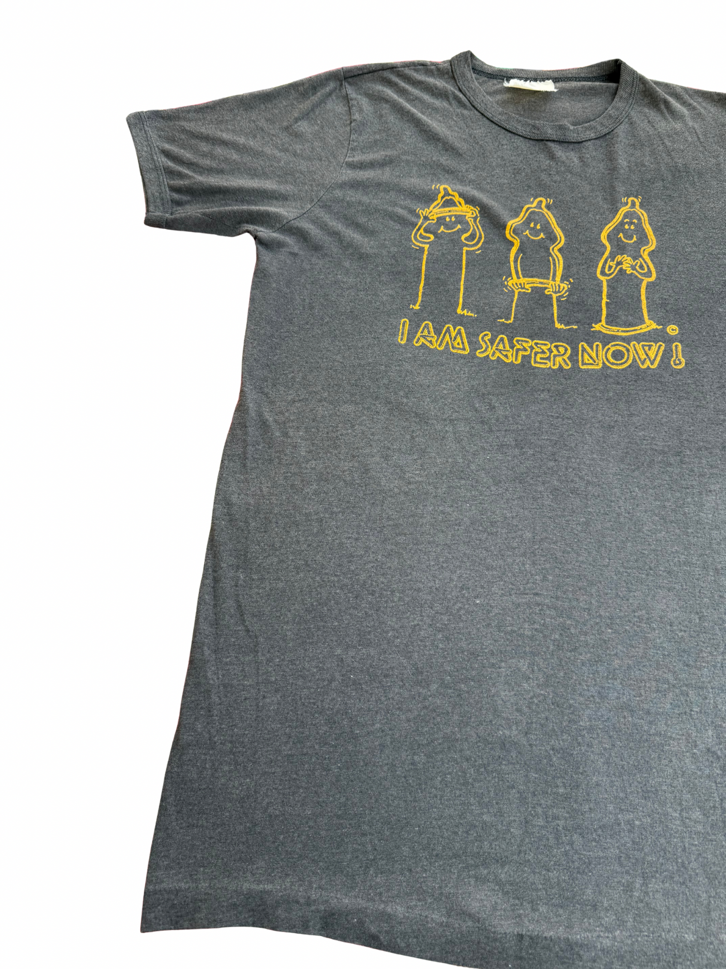 Vintage 1980s-90s “I Am Safer Now!” Safe-Sex Awareness Tee